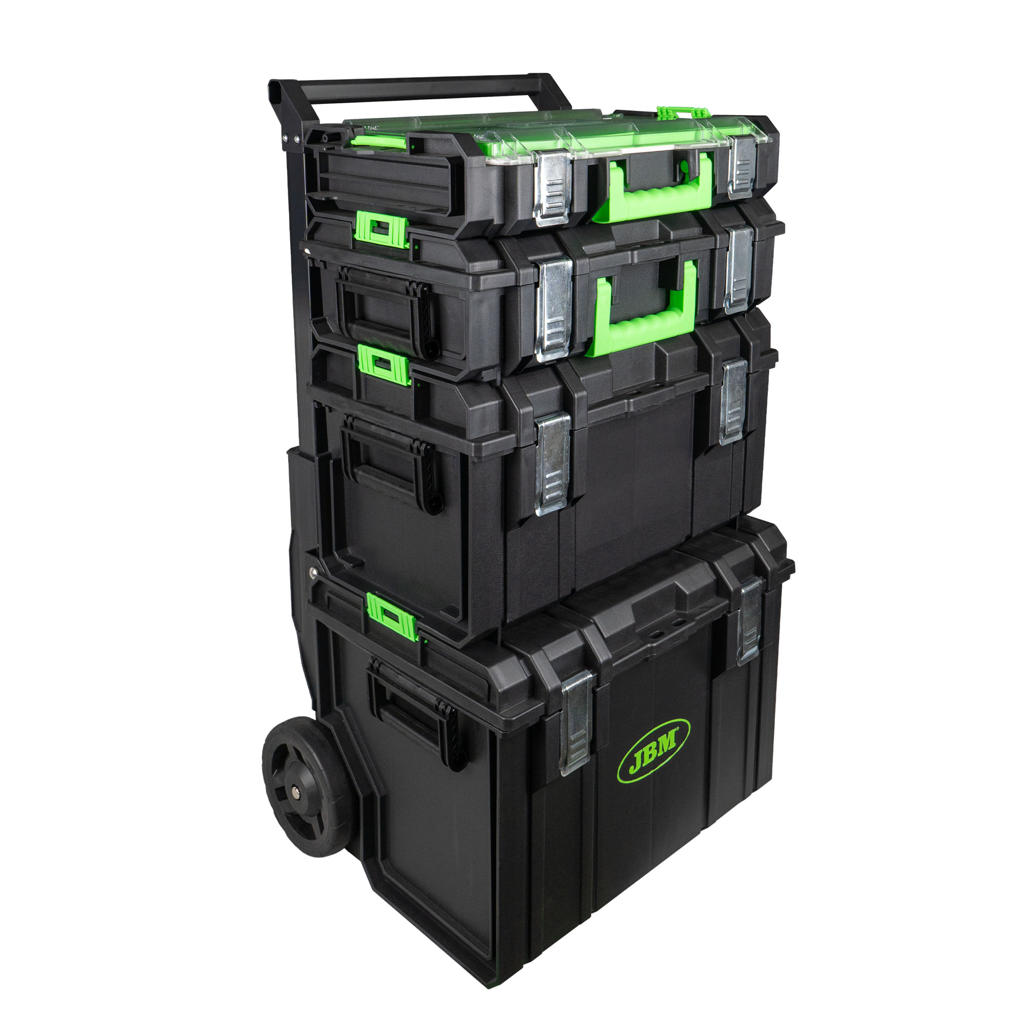 CARRO MODULAR CON 4 CAJAS APILABLES