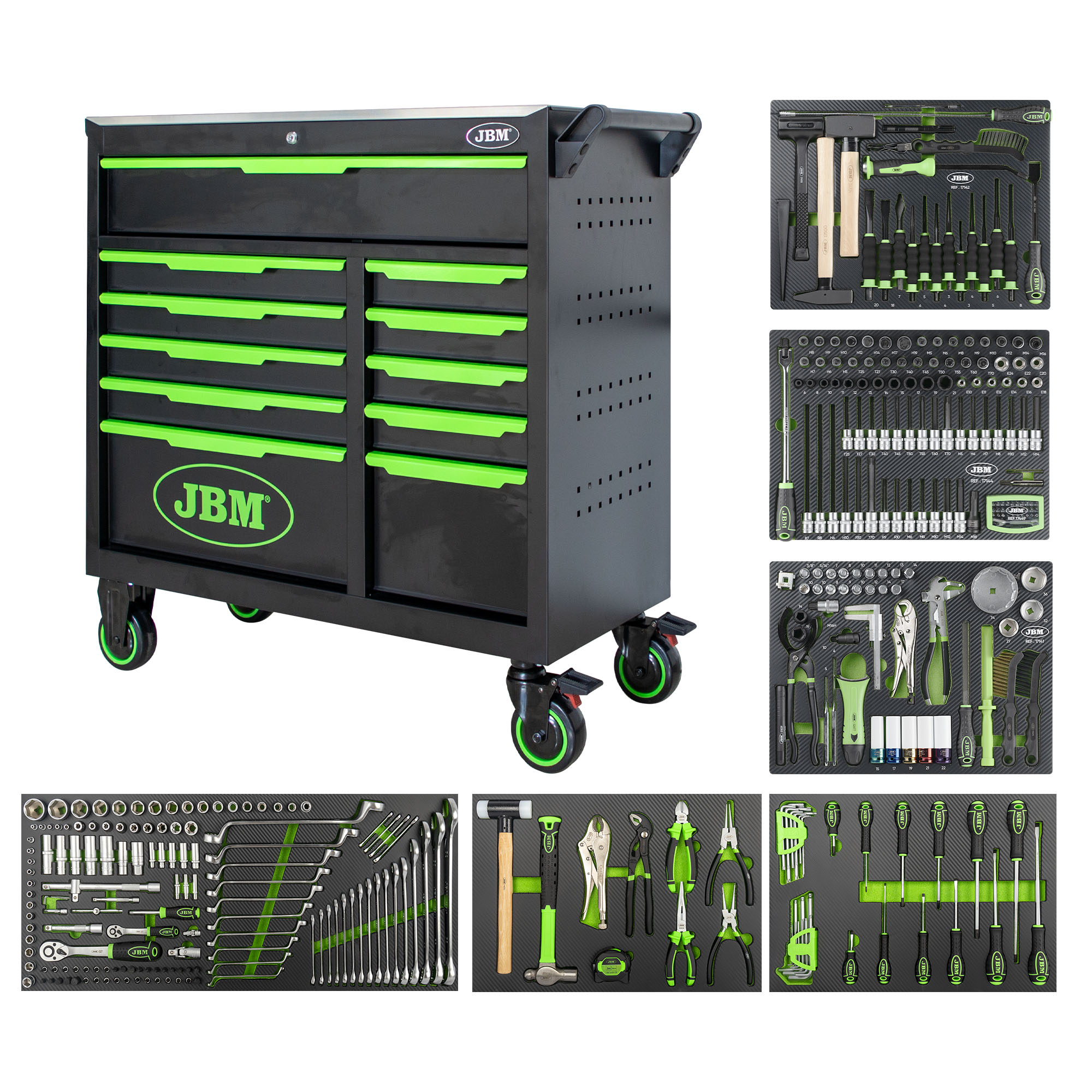 CHARIOT À OUTILS AVEC 11 TIROIRS (ASSEMBLÉ)