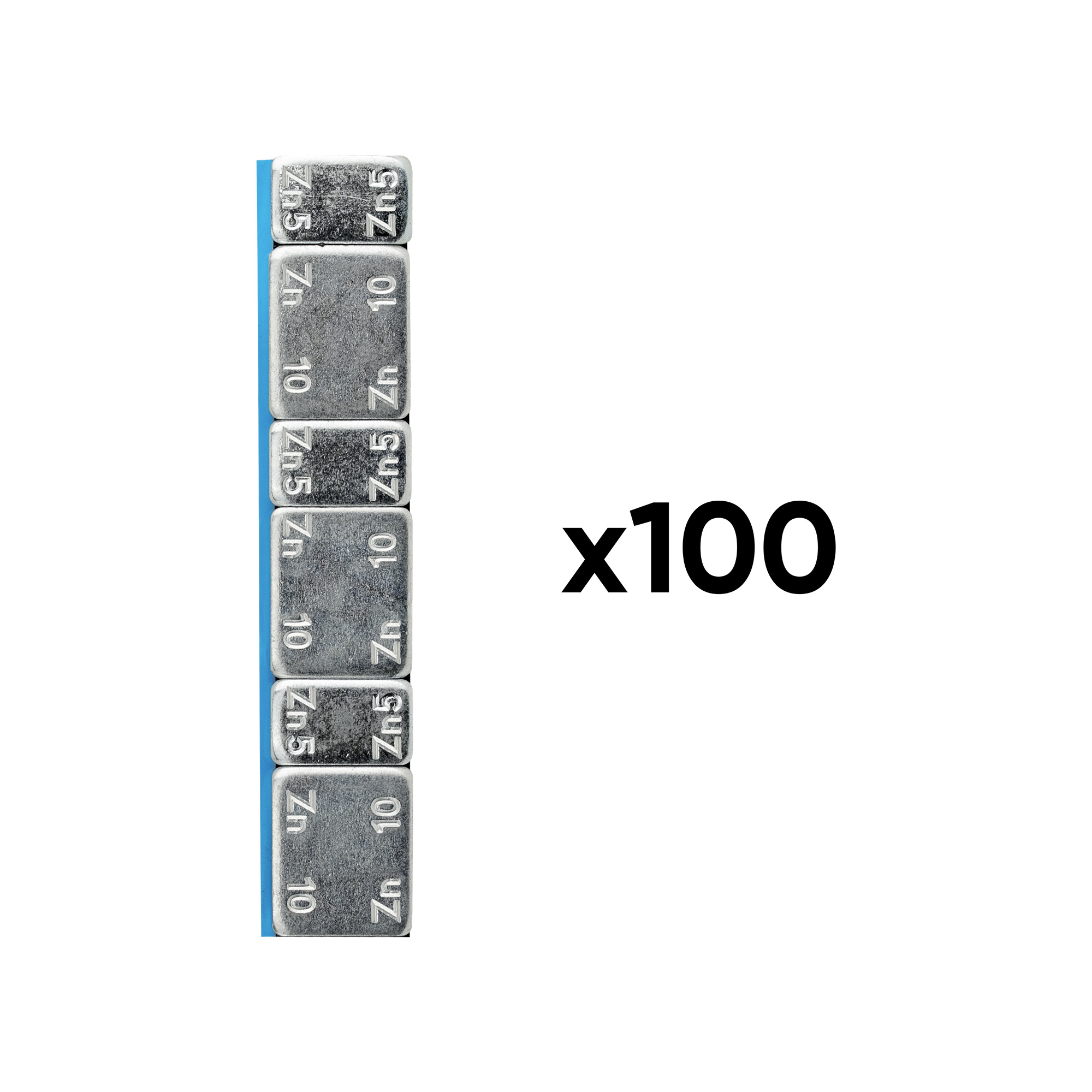 BOÎTE DE 100 MASSES D'ÉQUILIBRAGE AUTOCOLLANTES EN ZINC DE 45GR.