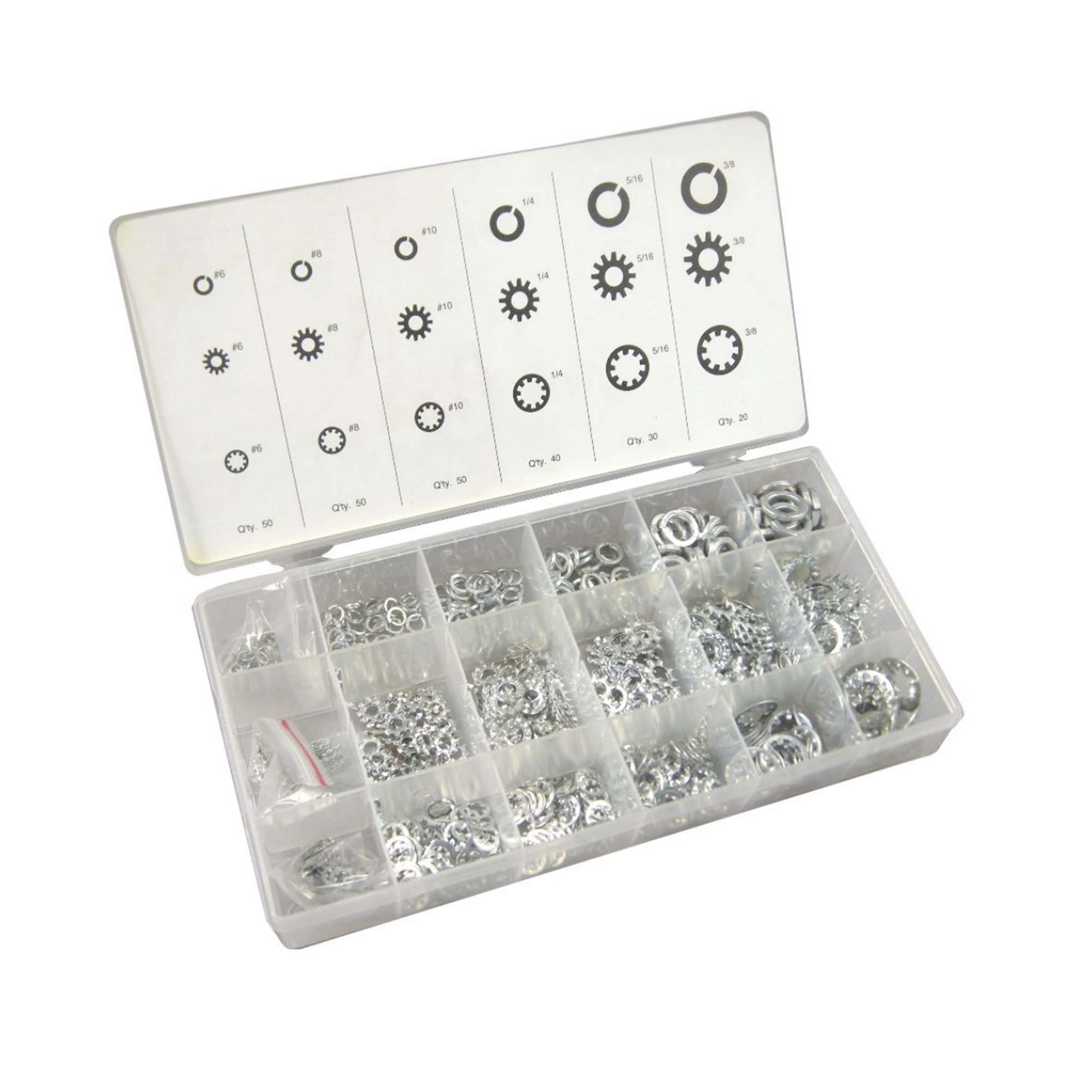 ESTUCHE DE ARANDELAS GROWER Y DENTADAS 720PCS