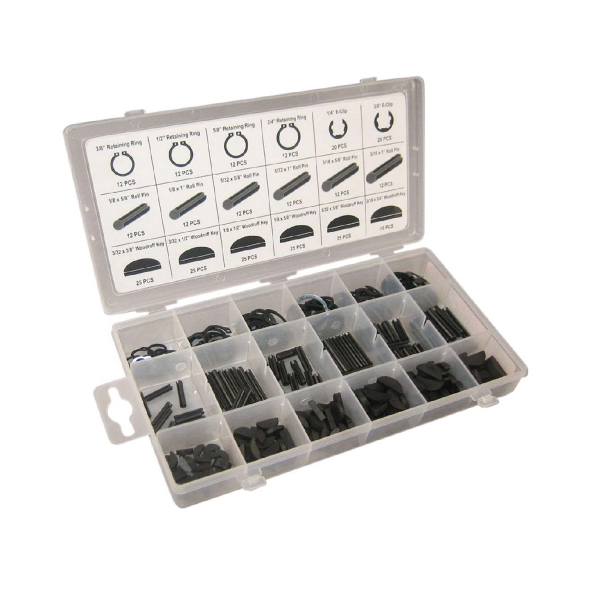 ESTUCHE DE CLIPS, SEEGERS, CHAVETAS Y PASADORES 295PCS