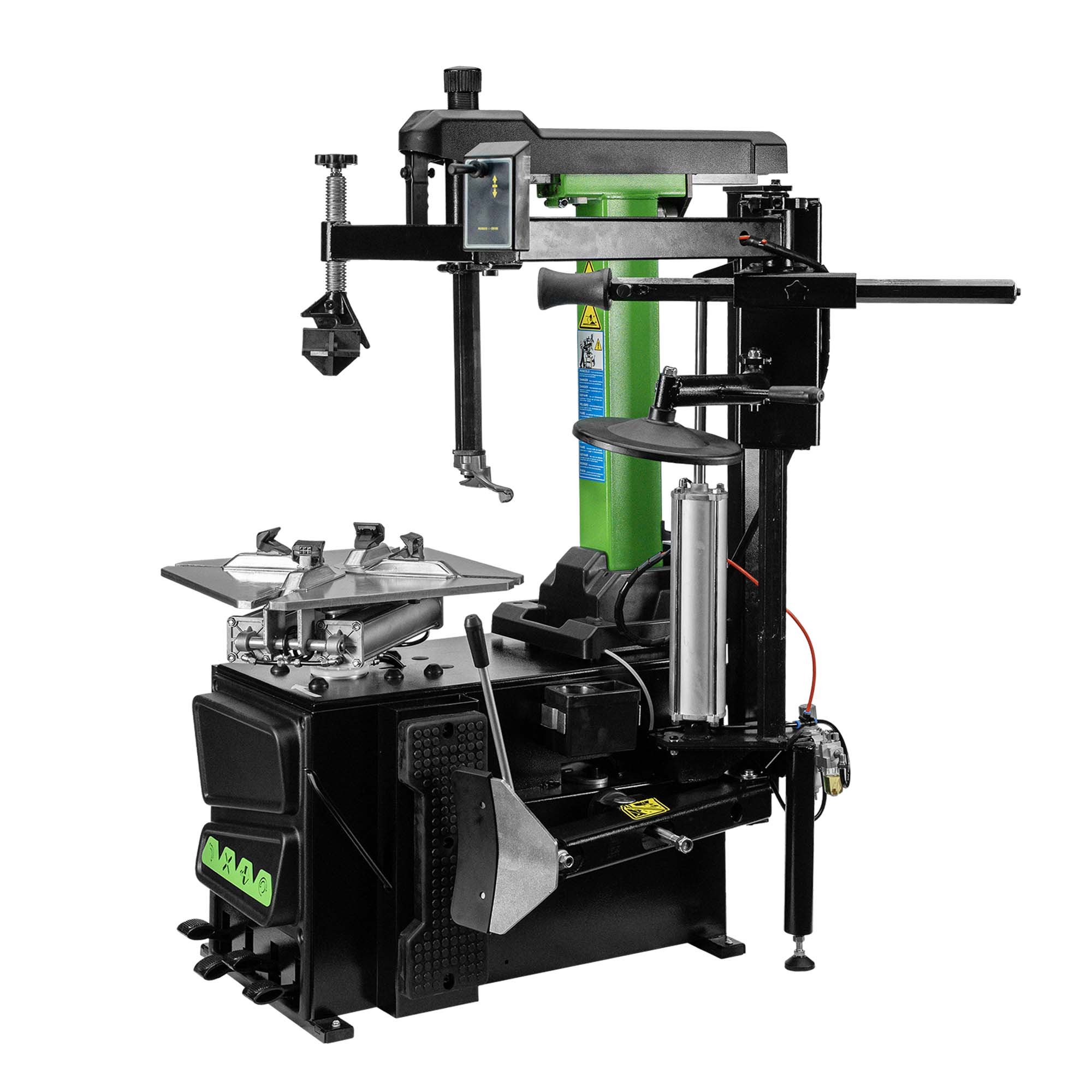 DÉMONTE-PNEU AVEC COLONNE BASCULANTE AUTOMATIQUE ET BRAS AUXILIAIRE 220V