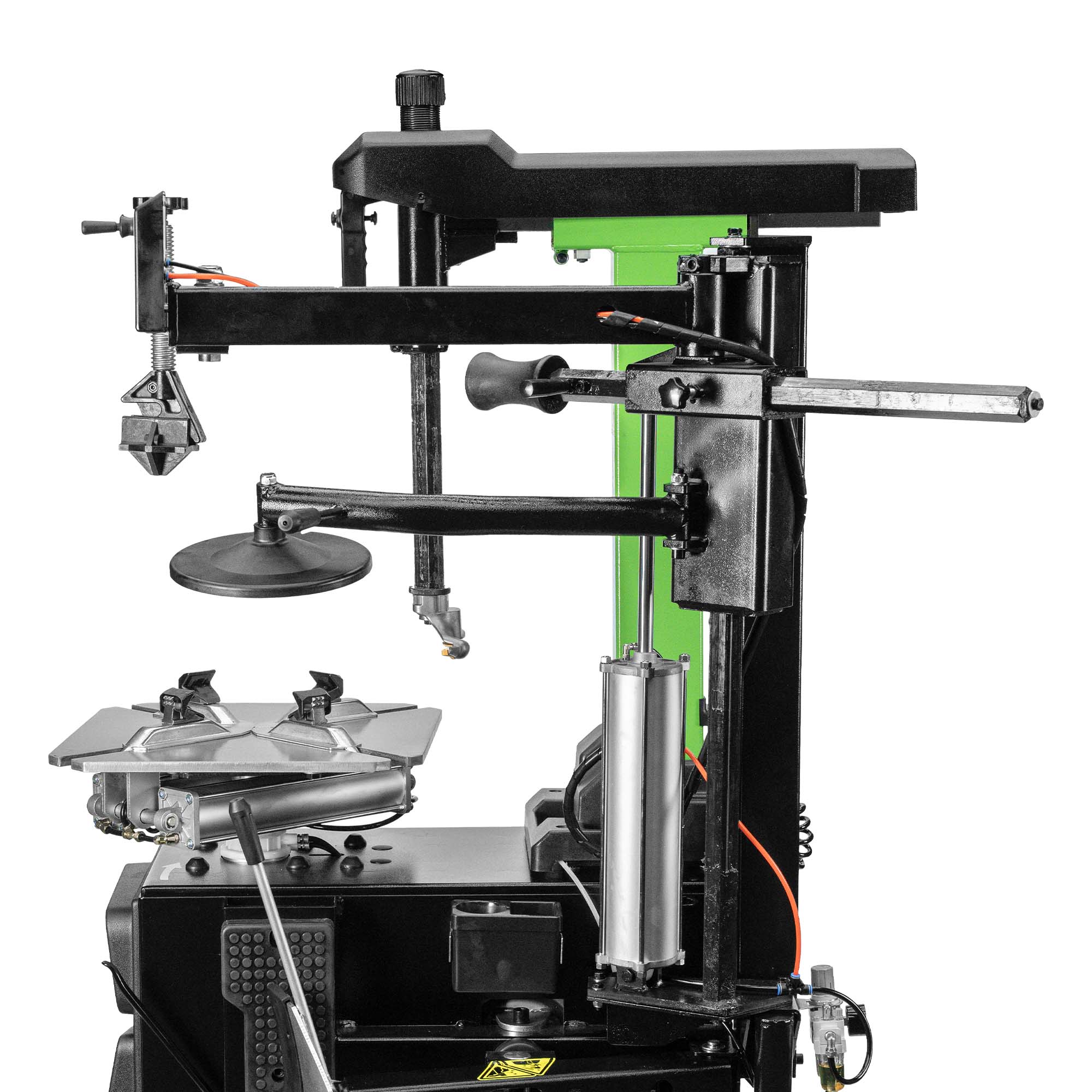 DÉMONTE-PNEU AVEC COLONNE BASCULANTE AUTOMATIQUE ET BRAS AUXILIAIRE 220V