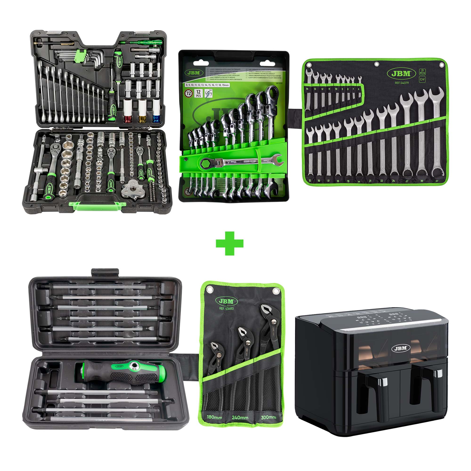 54082 COFFRET À OUTILS 132 PIÈCES 6 PANS ZINGUÉES+ 51318 + 54079 + 53010 + 53483