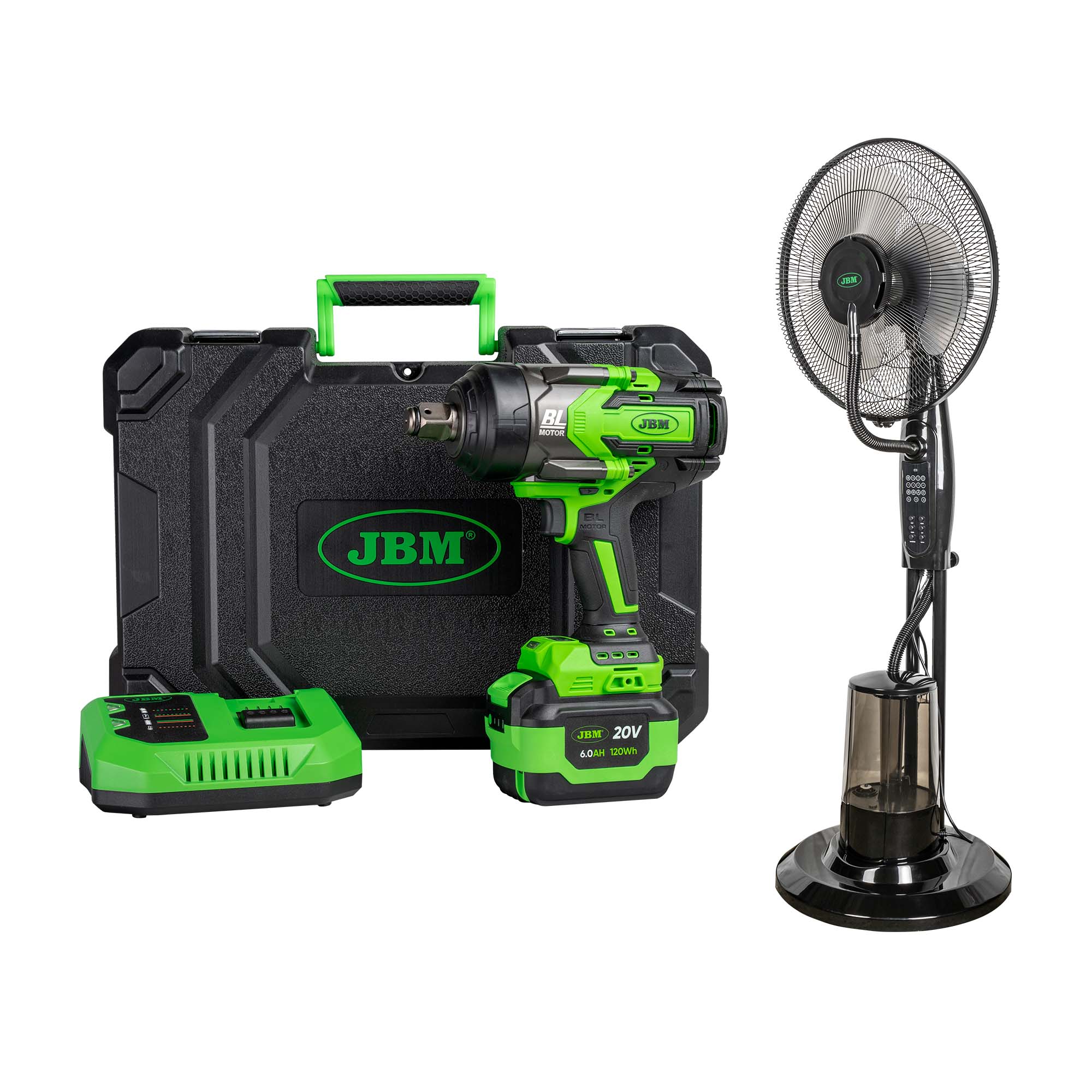60048C CLÉ À CHOCS SANS FIL 3/4" 1300NM AVEC MALLETTE+ 54125 VENTILATEUR NÉBULISEUR D'EAU 75W
