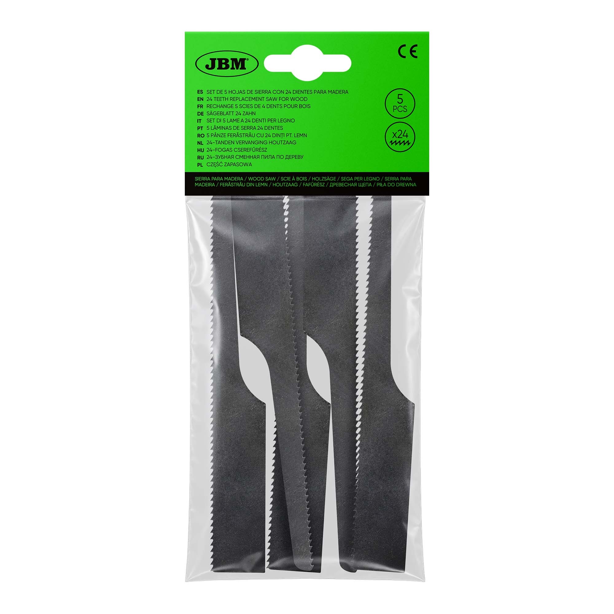 JEU DE 5 LAMES DE SCIE 24 DENTS POUR BOIS