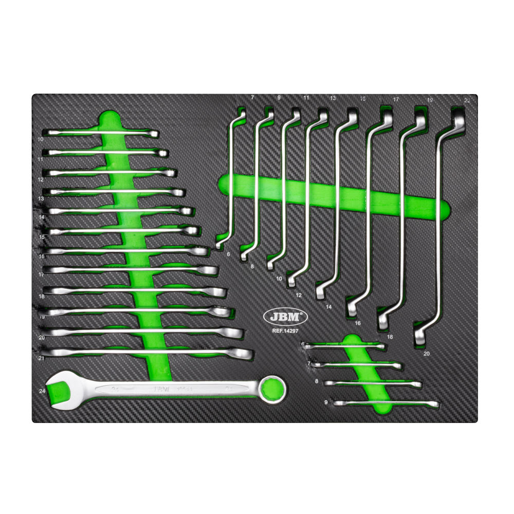 25 PIECES COMBINATION AND OFFSET SPANNER SET TRAY
