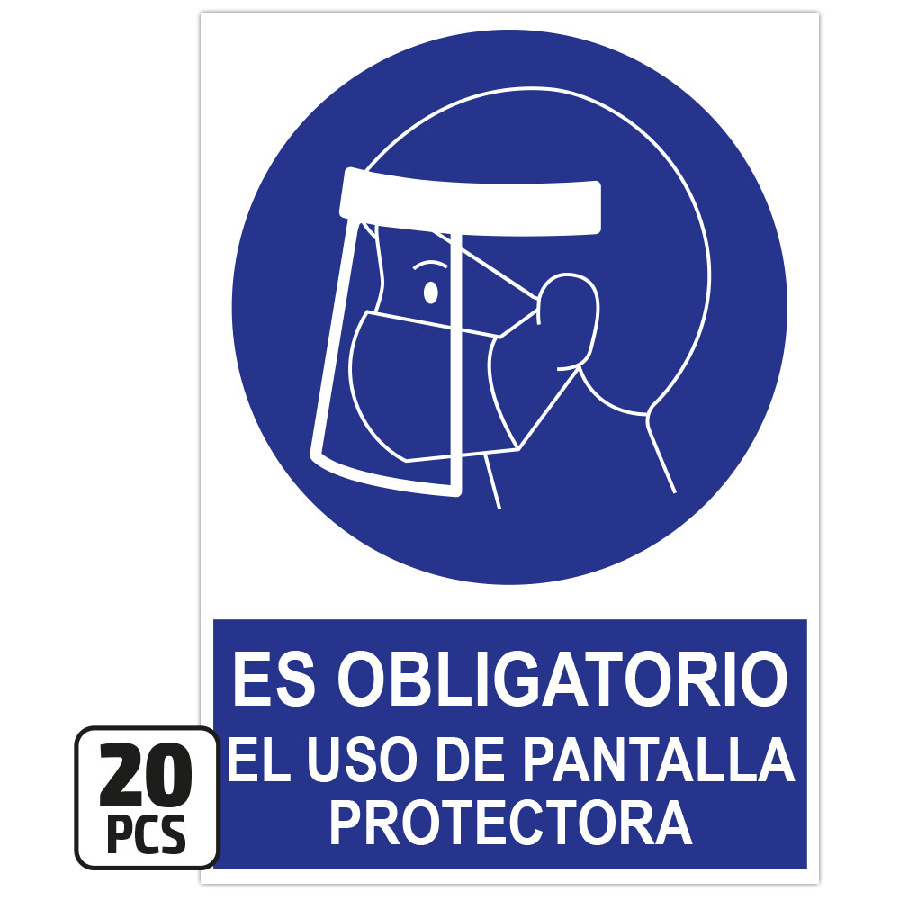 PAQUETE DE 20 POSTERS DE "ES OBLIGATORIO EL USO DE PANTALLA PROTECTORA