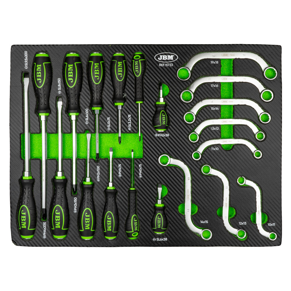 GO-THROUGH SCREWDRIVER, "C" AND "S" WRENCH SET IN EVA TRAY
