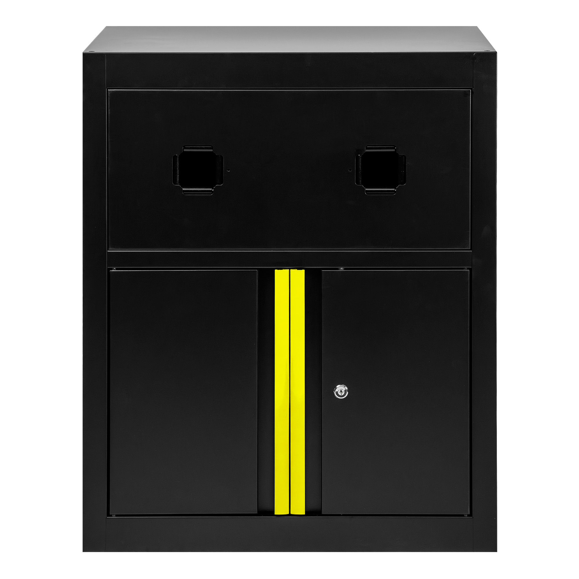 ARMOIRE AVEC ENROULEURS D’AIR COMPRIMÉ ET ÉLECTRIQUE – JAUNE
