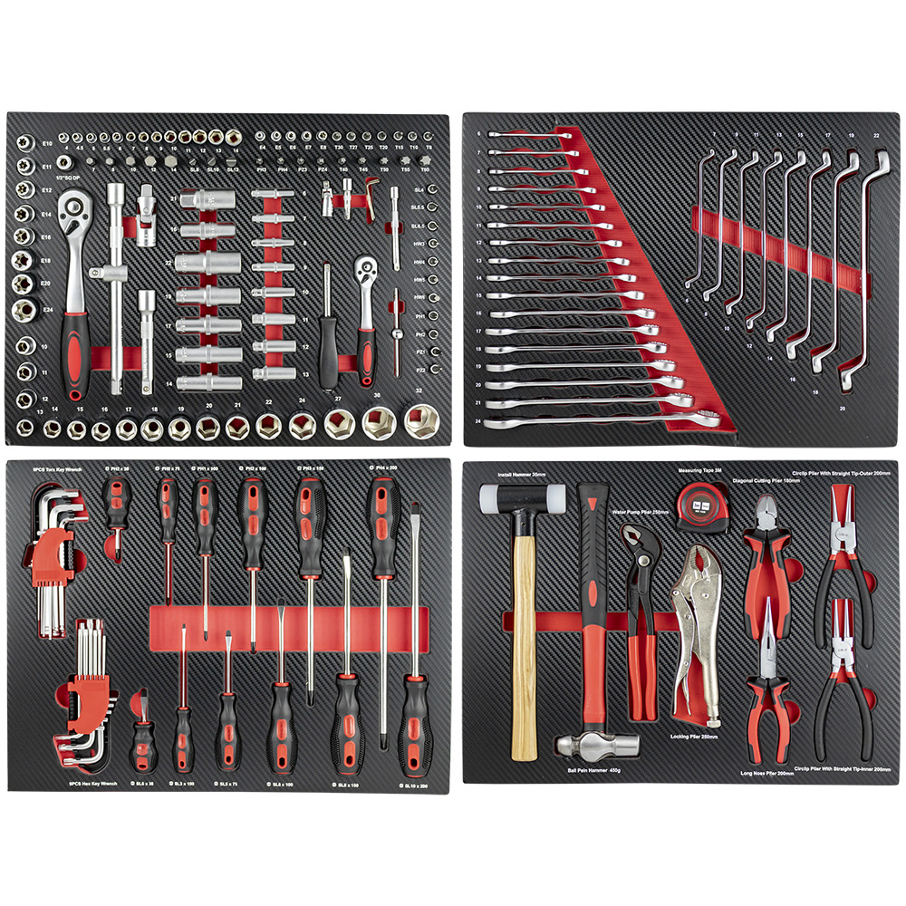 4 TOOL MODULES SET IN CARBON FIBER FINISH - RED
