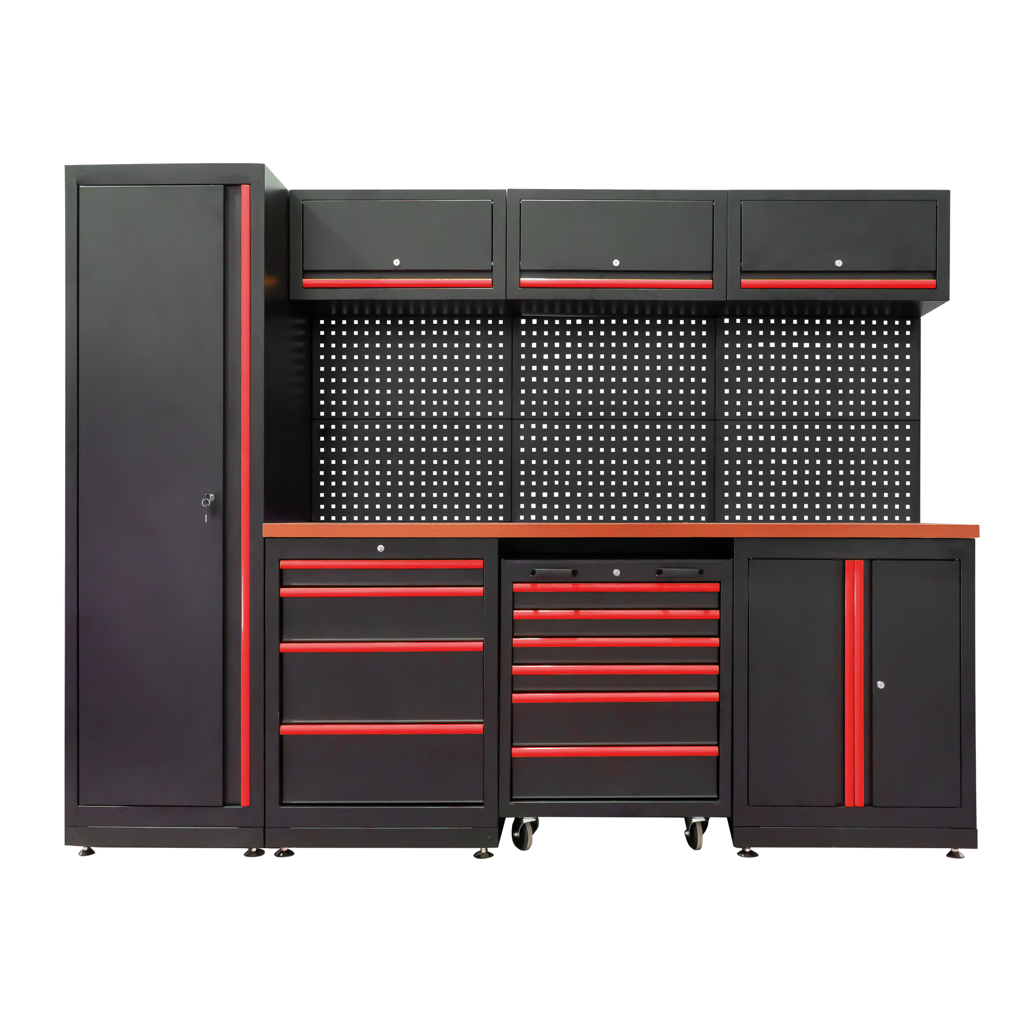 44327R CONJUNTO DE MUEBLES MODULARES PARA TALLER (18 PCS) – ROJO