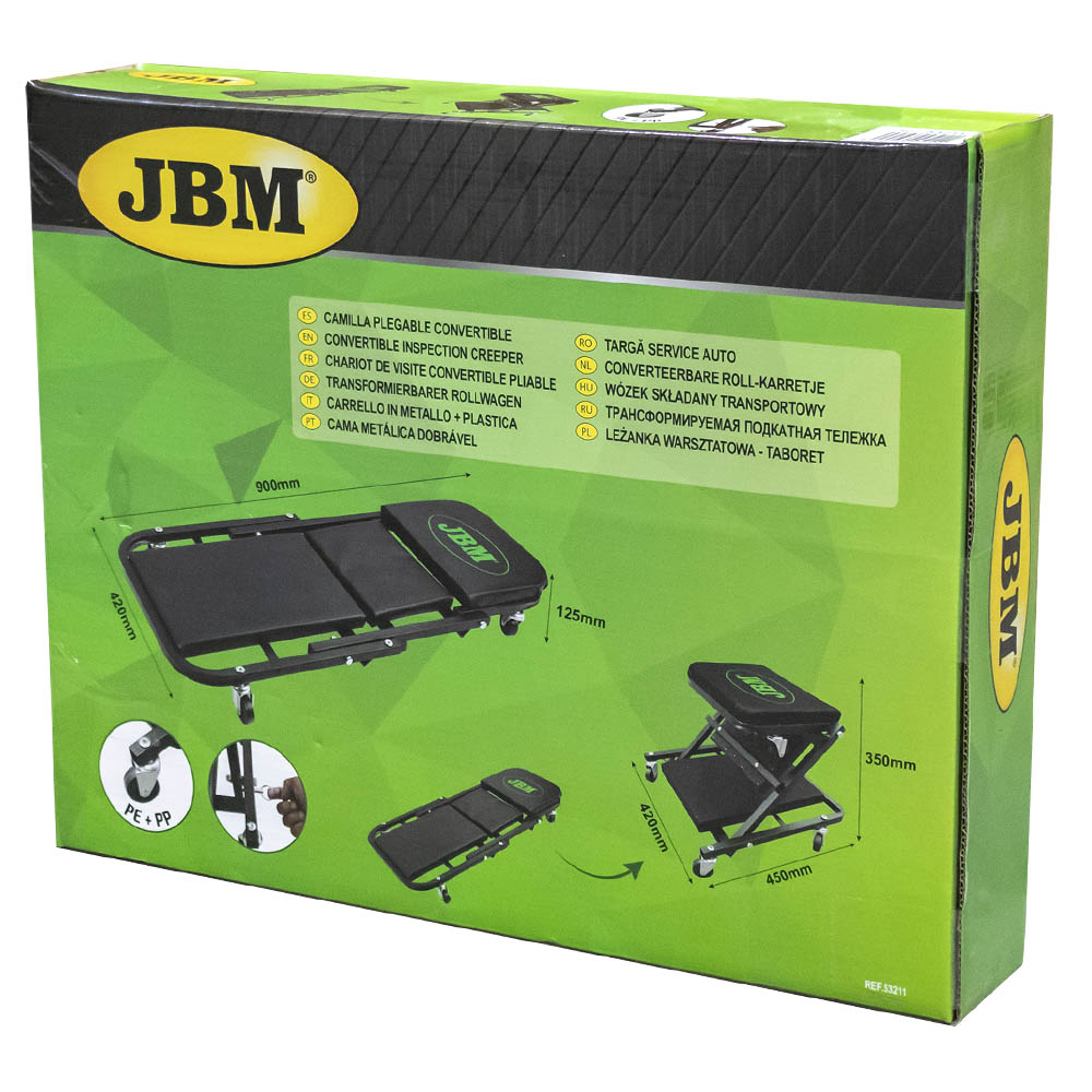 Camilla Plegable y Convertible JBM - Mobiliario para taller mecánico