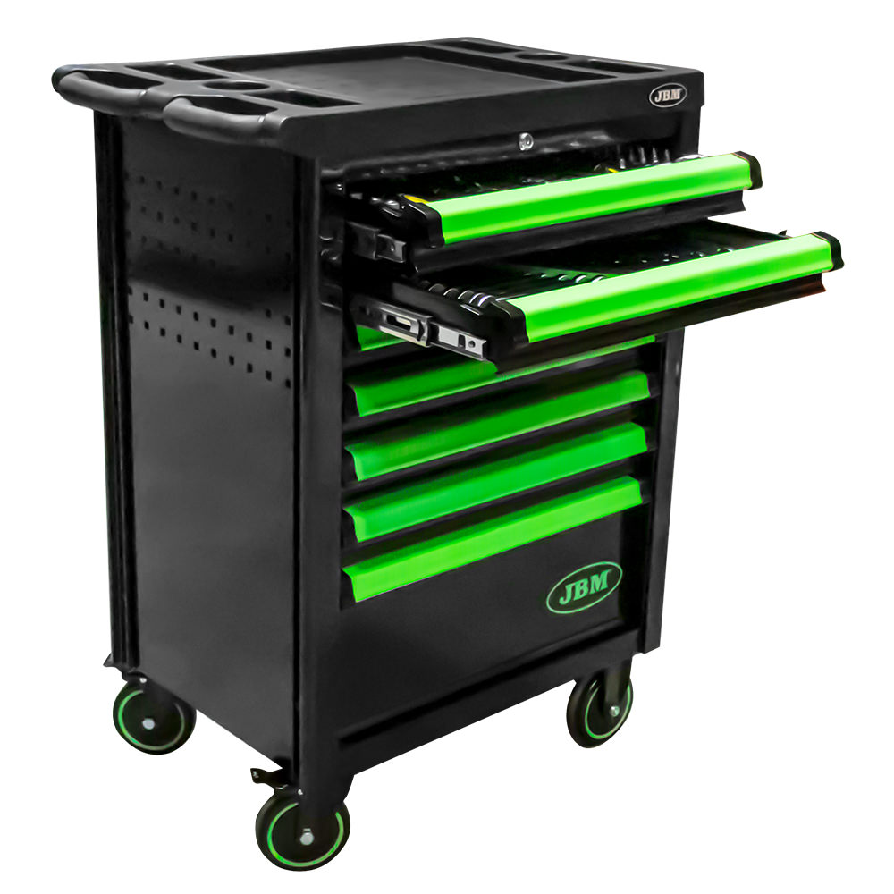 7 DRAWER TOOL TROLLEY - GREEN - TIMING TOOL SET INCLUDED