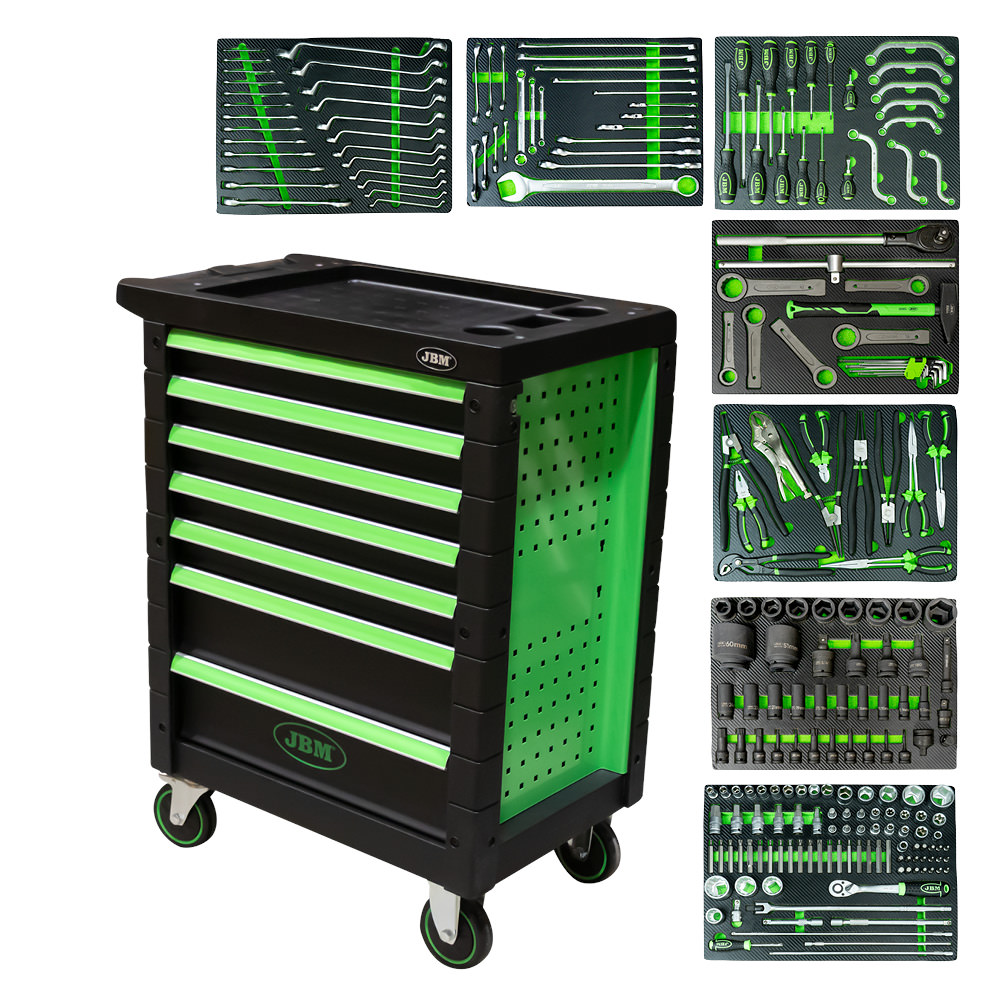 7 DRAWER TOOL TROLLEY - GREEN - SPECIAL FOR TRUCKS