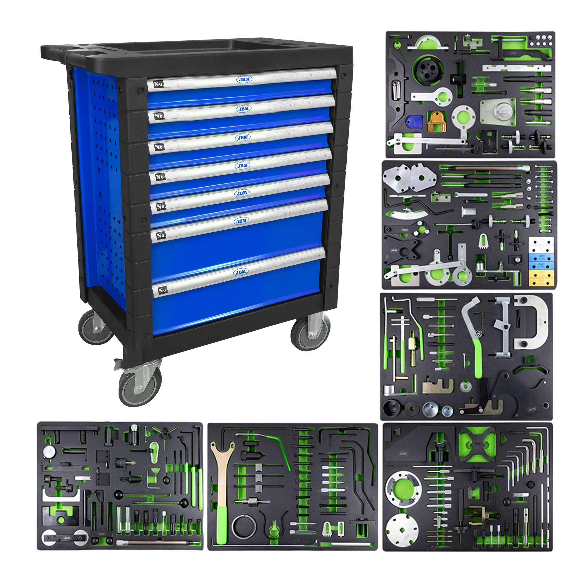 7 DRAWER TOOL TROLLEY - BLUE - TIMING TOOL SET INCLUDED