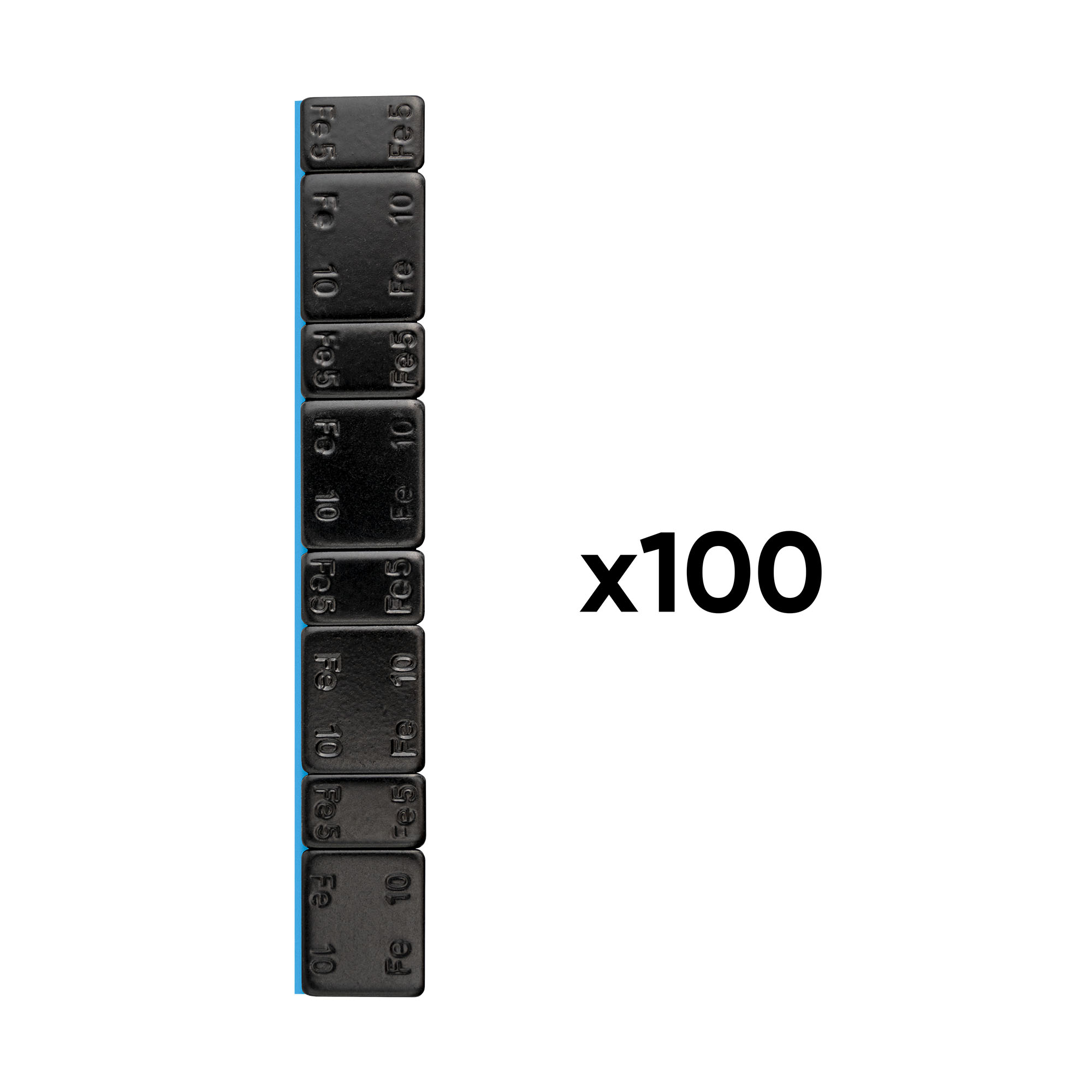 PUDEŁKO 100 SAMOPRZYLEPNYCH ODWAŻNIKÓW Z ŻELAZA - 60 G (4X10 G + 4X5 G) - CZARNY