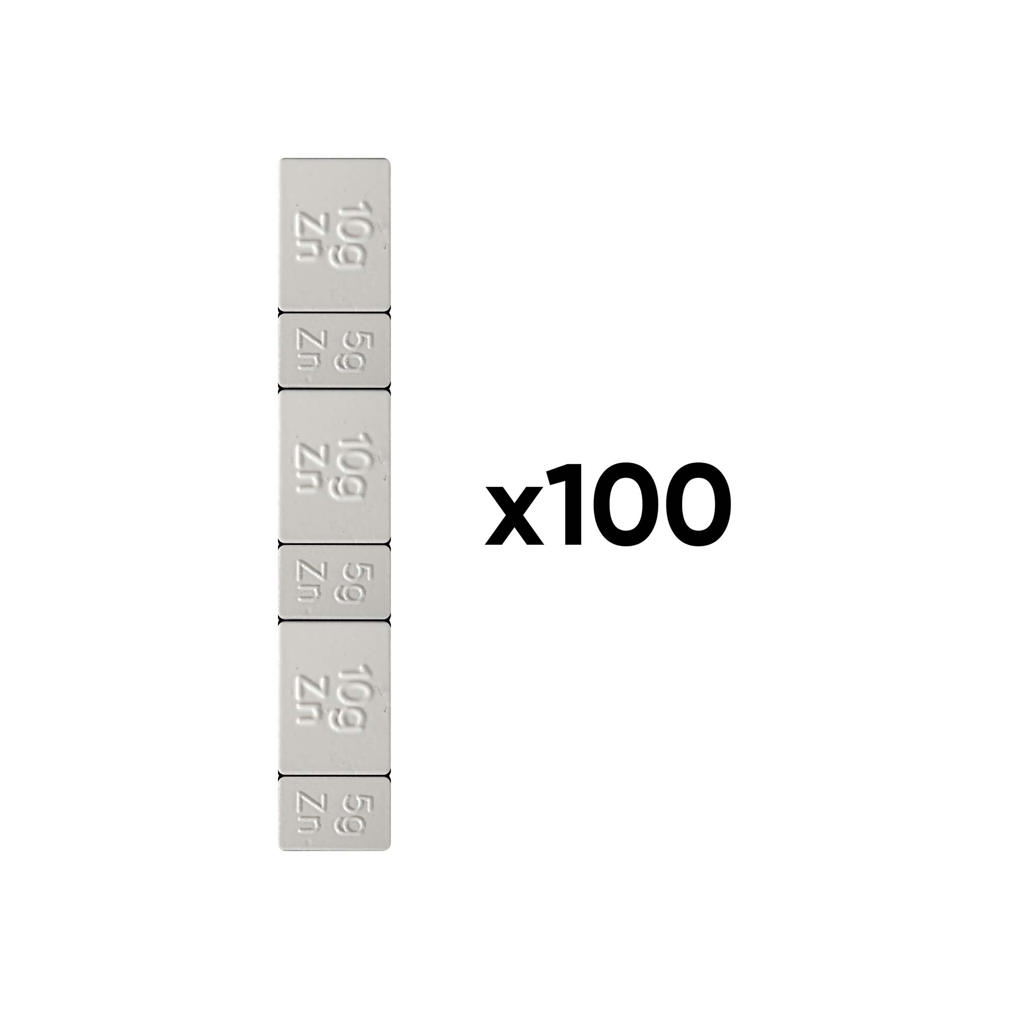 BOÎTE DE 100 MASSES D'ÉQUILIBRAGE AUTOCOLLANTES EN ZINC DE 45GR.