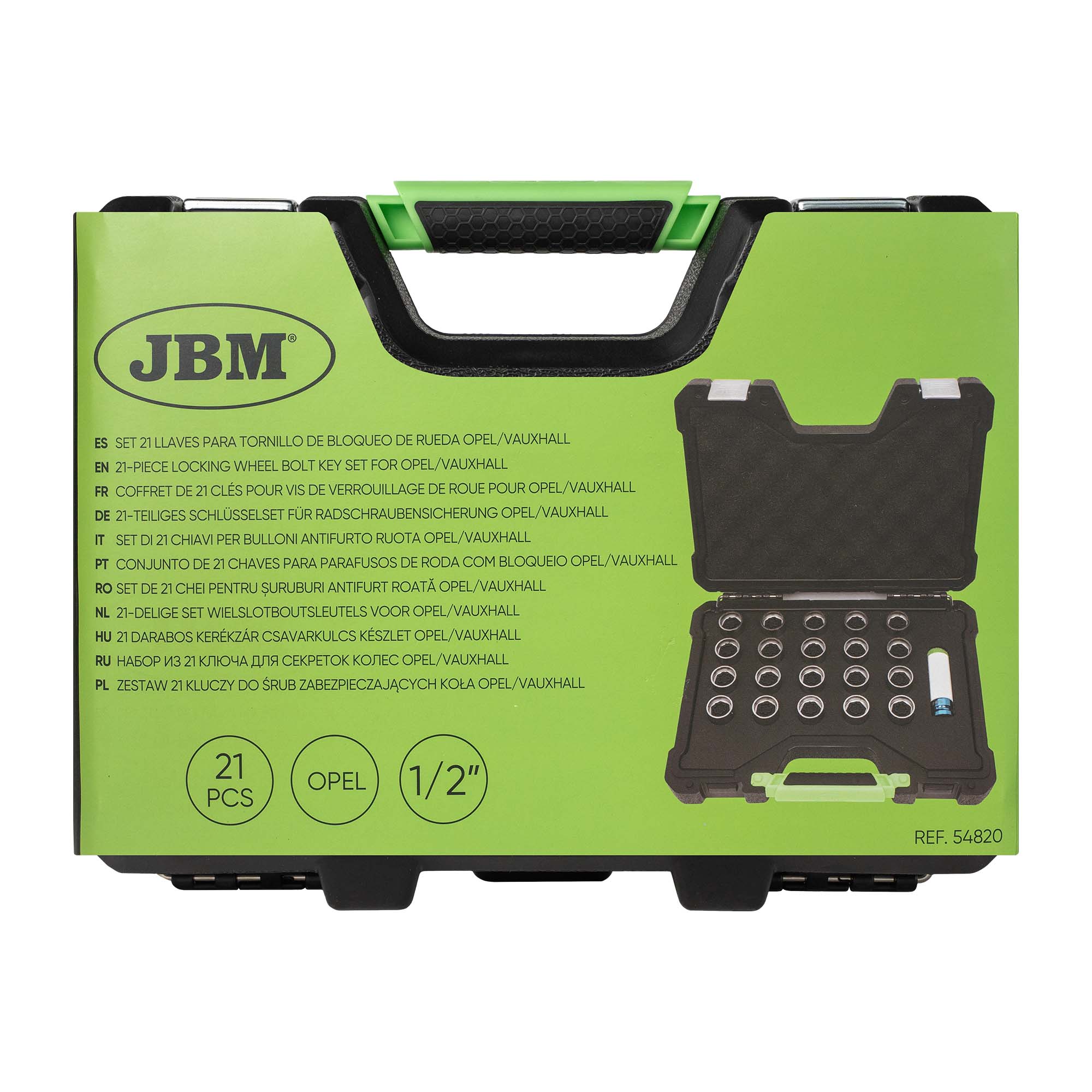 JEU DE 21 CLÉS POUR BOULONS ANTIVOL DE ROUE OPEL/VAUXHALL (121–140)