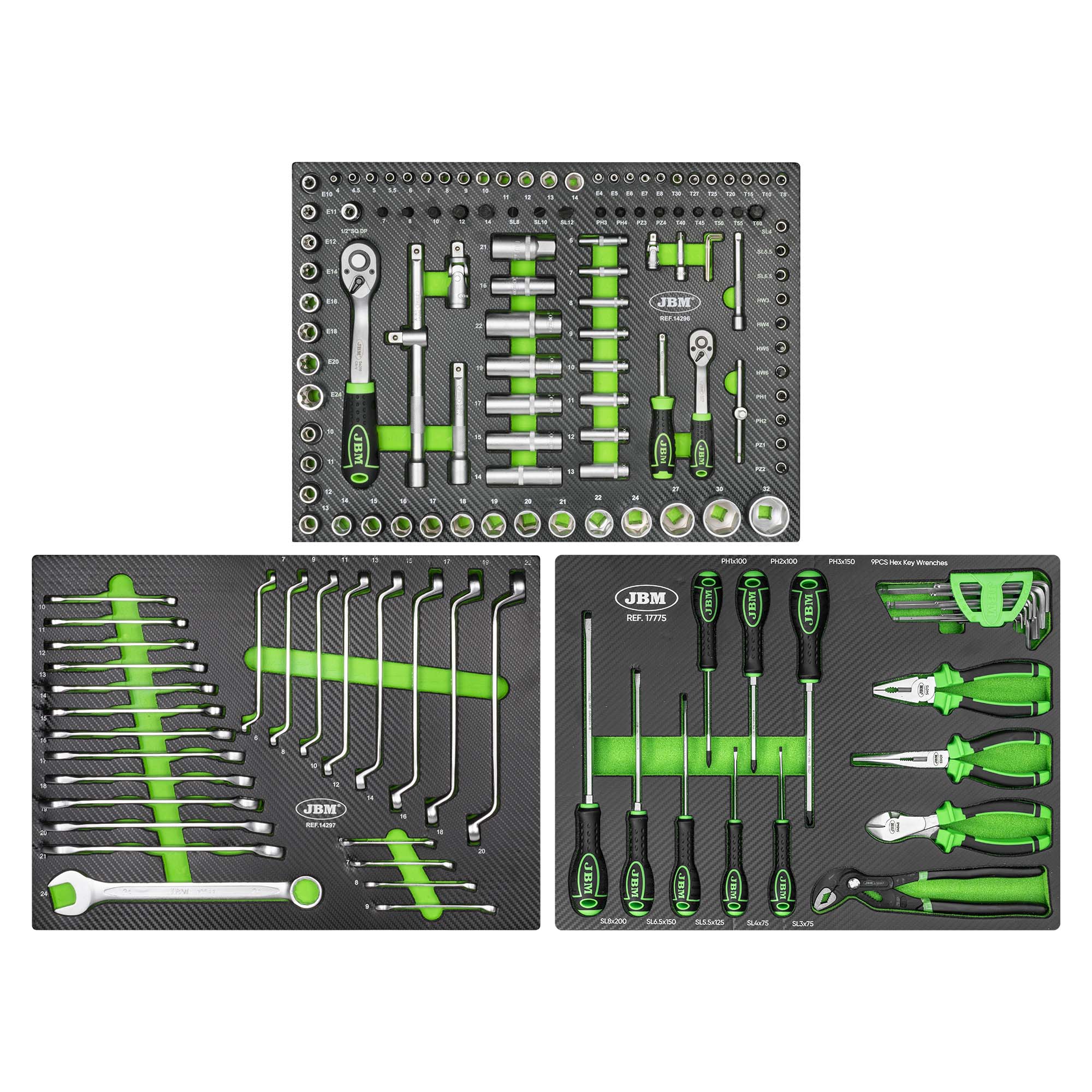 SET DE 3 MÓDULOS EVA CARBONO PARA CARRO DE HERRAMIENTAS