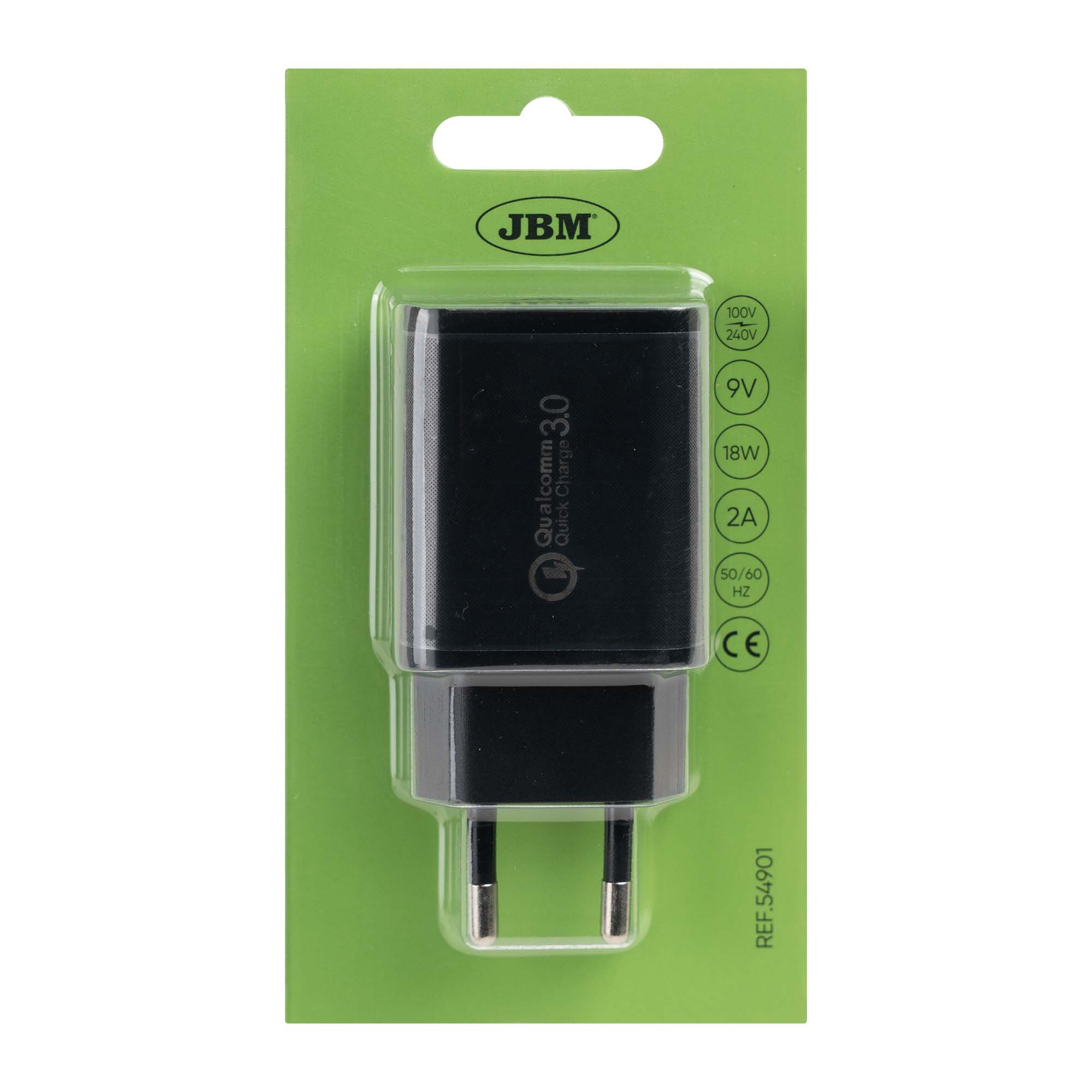 CARGADOR CON ADAPTADOR USB PARA CARGA RÁPIDA DE 9V / 2A