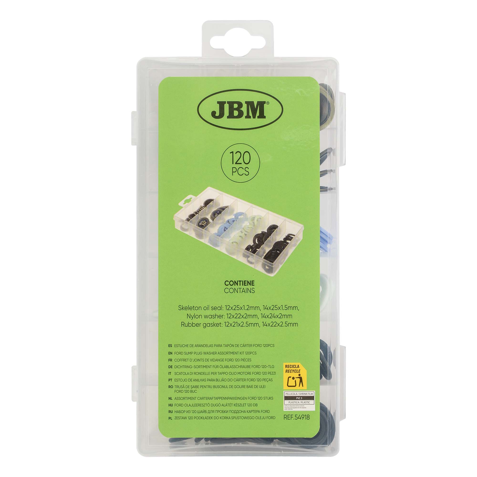 ESTUCHE DE ARANDELAS PARA TAPÓN DE CÁRTER FORD 120PCS