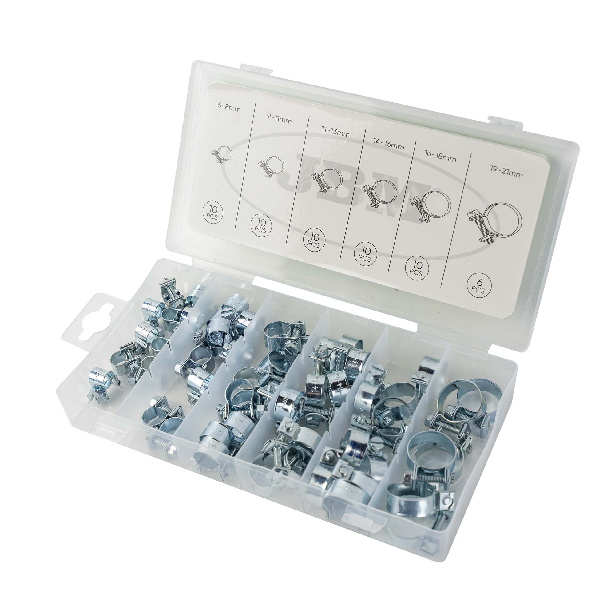 COFFRET D'COLLIERS DE SERRAGE MINI POUR TUYAUX 56 PIÈCES