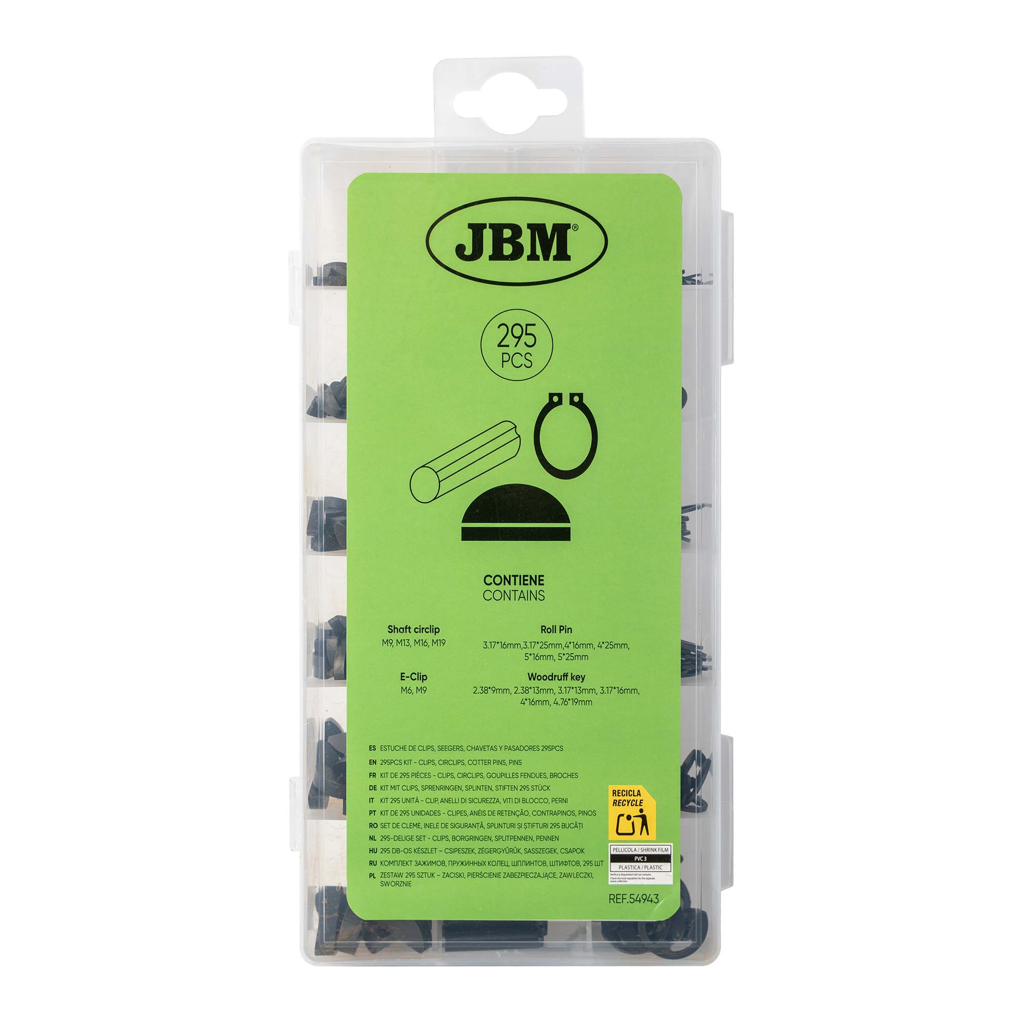 KIT DE 295 PIÈCES - CLIPS, CIRCLIPS, GOUPILLES FENDUES, BROCHES