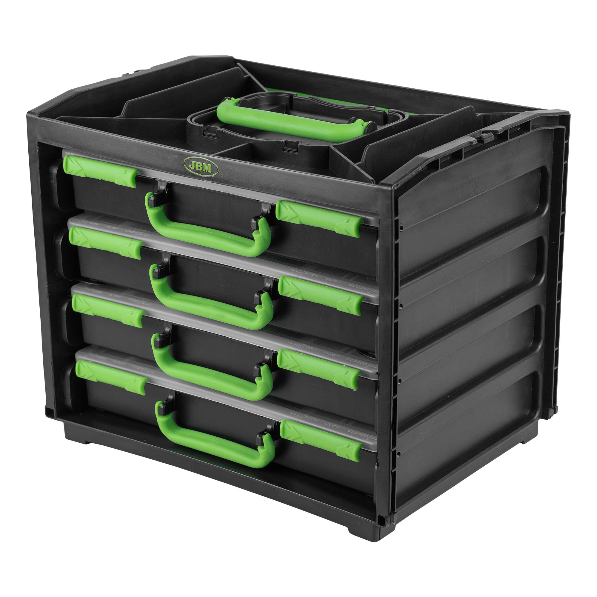 CAJA CON 4 MALETINES DE PLÁSTICO EXTRAÍBLES 