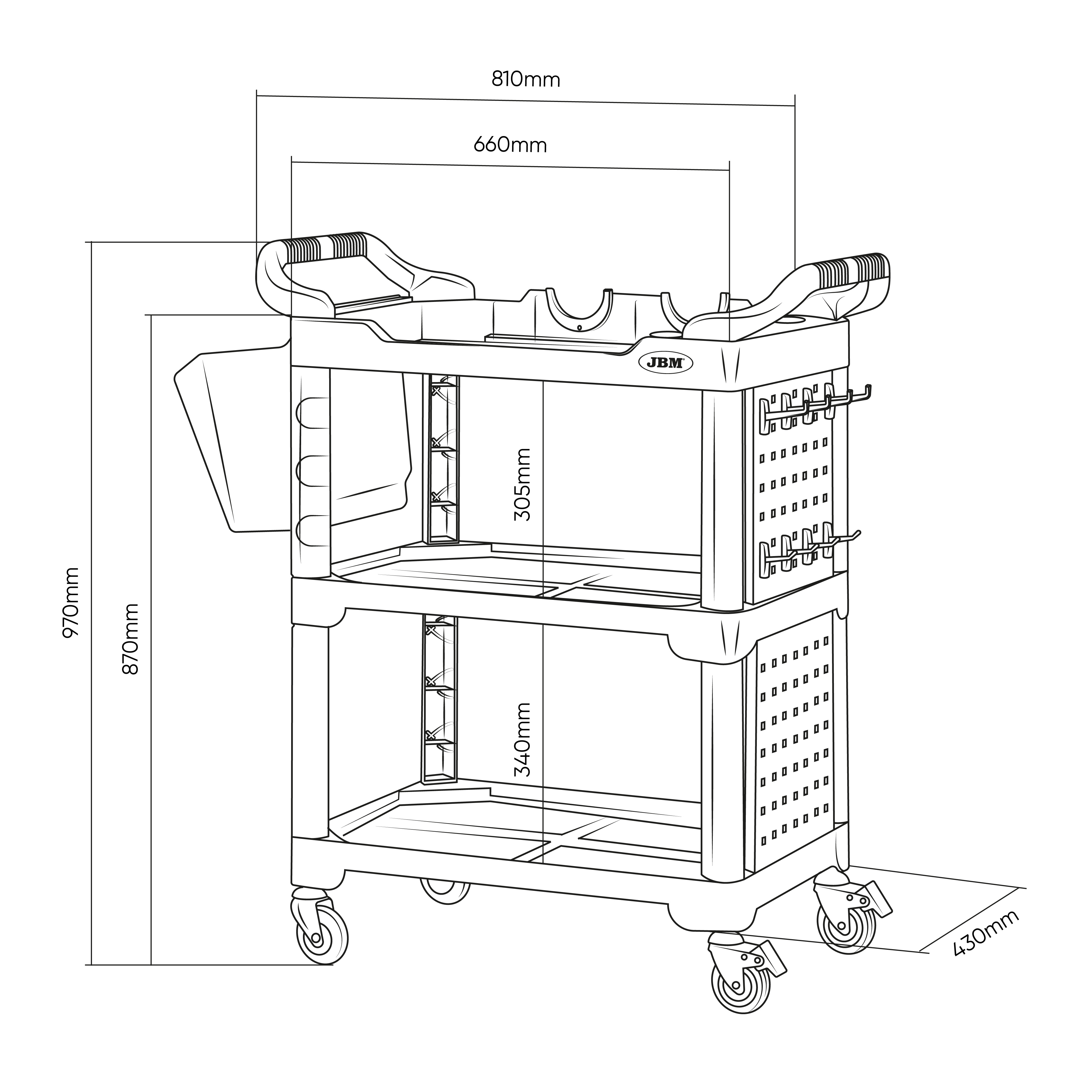 SERVANTE ATELIER 3 PLATEAUX + SUPPORTS POUR OUTILS DE DETAILING