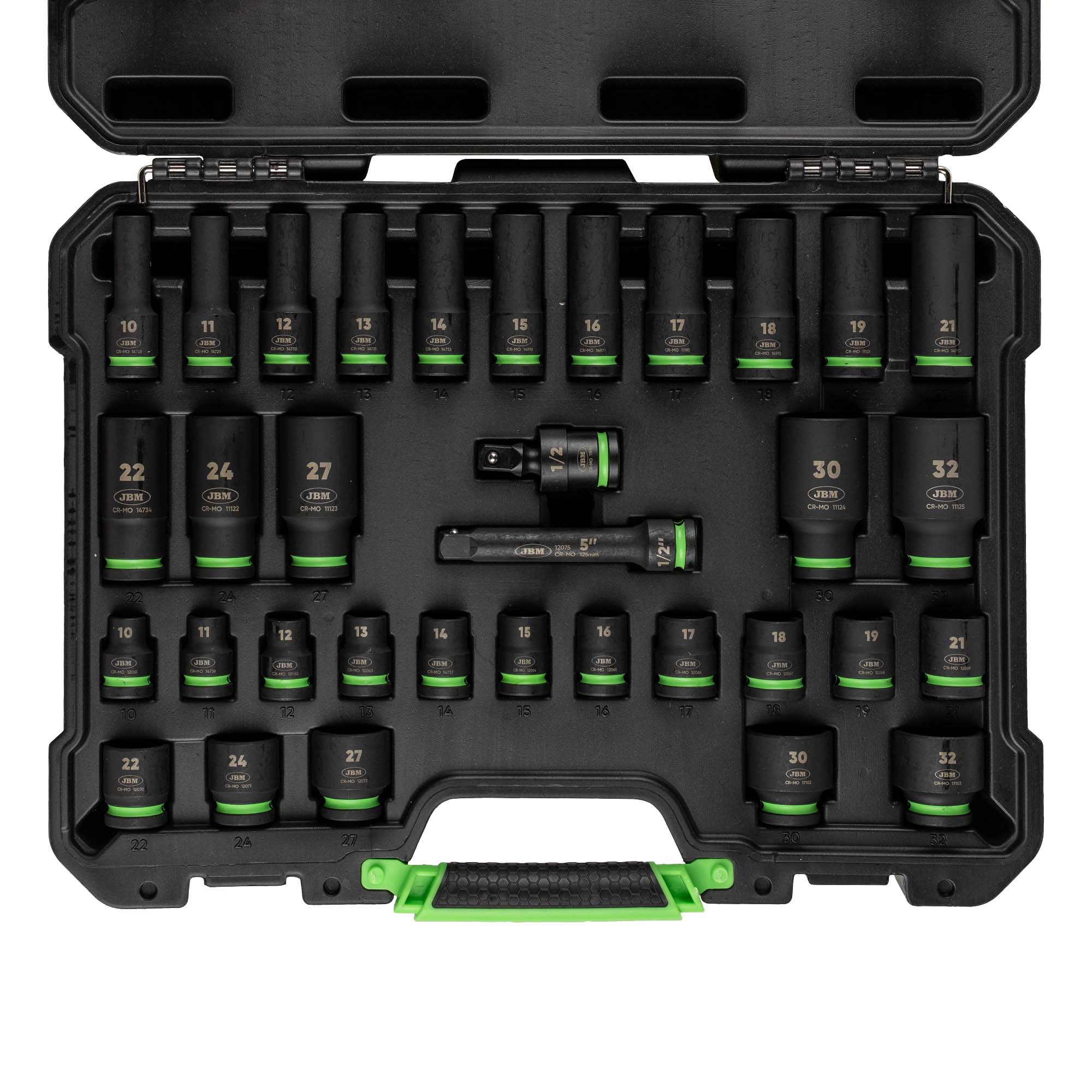 SET DE 34 PIEZAS DE IMPACTO HEXAGONALES DE 1/2"