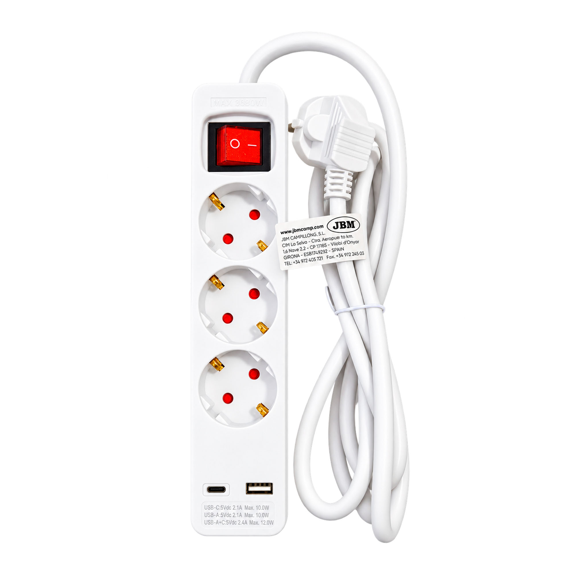 MULTIPRISE MULTIFONCTION (SCHUKO + USB-C + USB-A)
