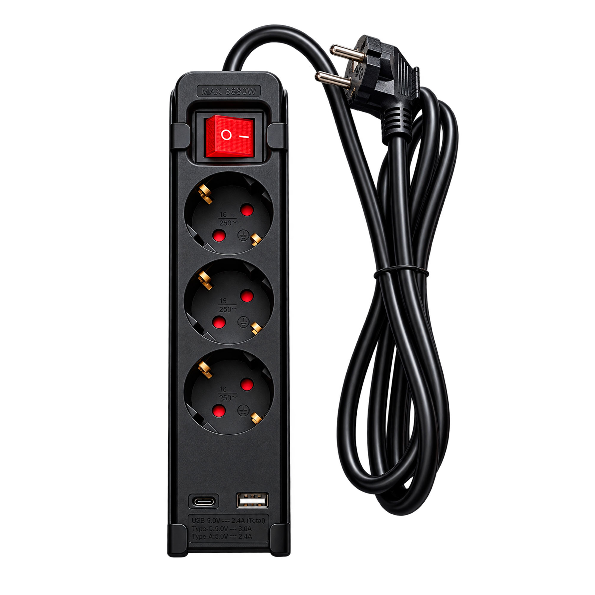 MULTIPRISE MULTIFONCTION (SCHUKO + USB-C + USB-A) AVEC SUPPORT MAGNÉTIQUE