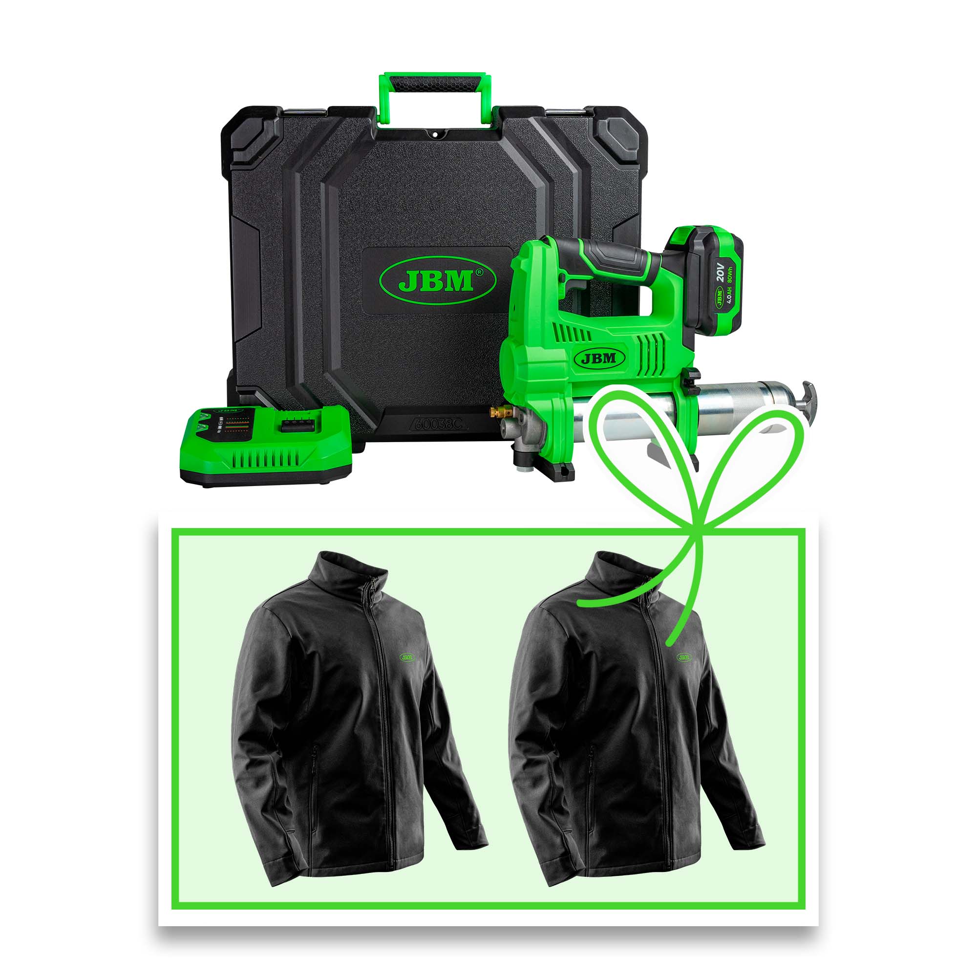 PISTOLET GRAISSEUR À BATTERIE AVEC COFFRET + VESTE S