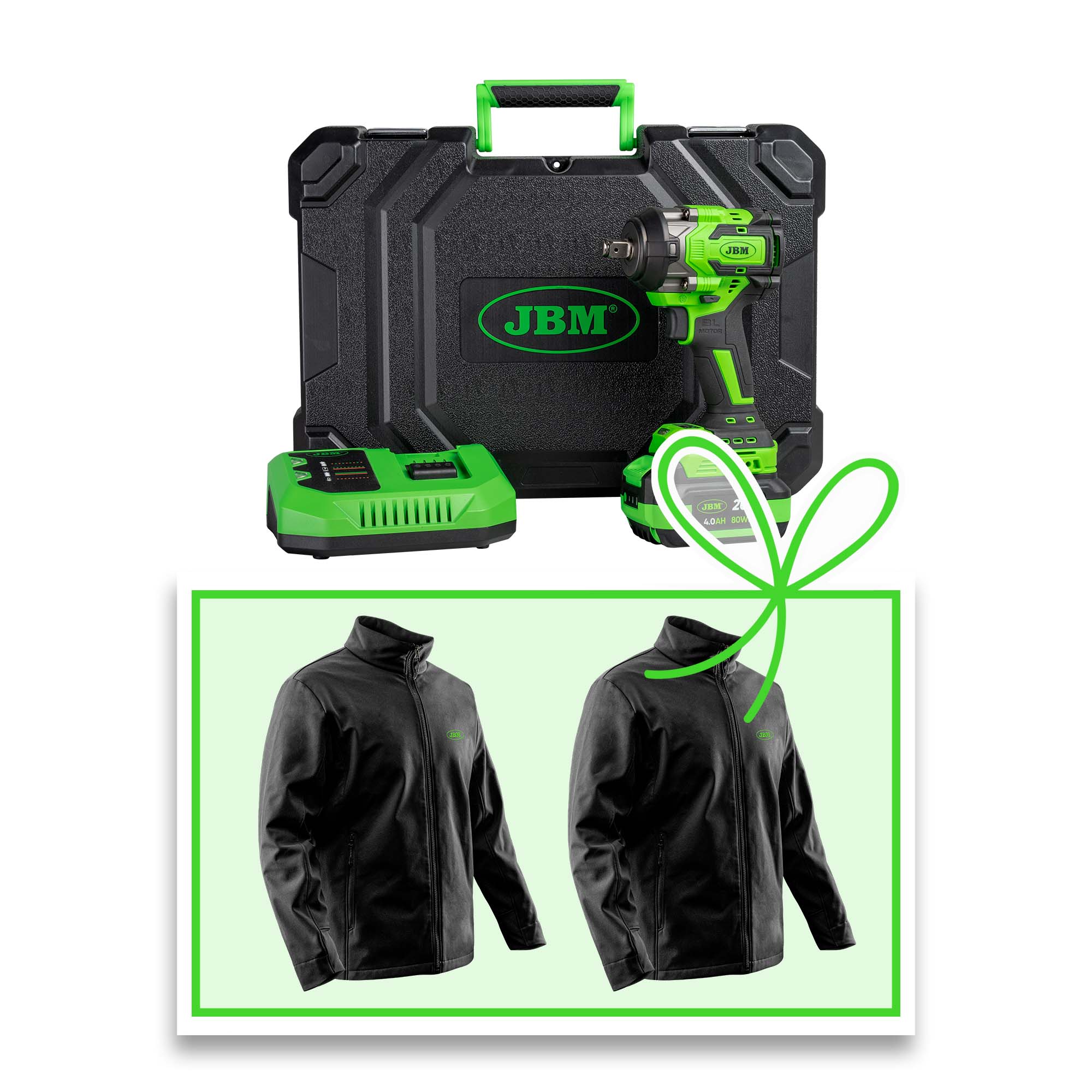 CLÉ À CHOCS BRUSHLESS À BATTERIE 1/2" 1000NM AVEC COFFRET + VESTE M