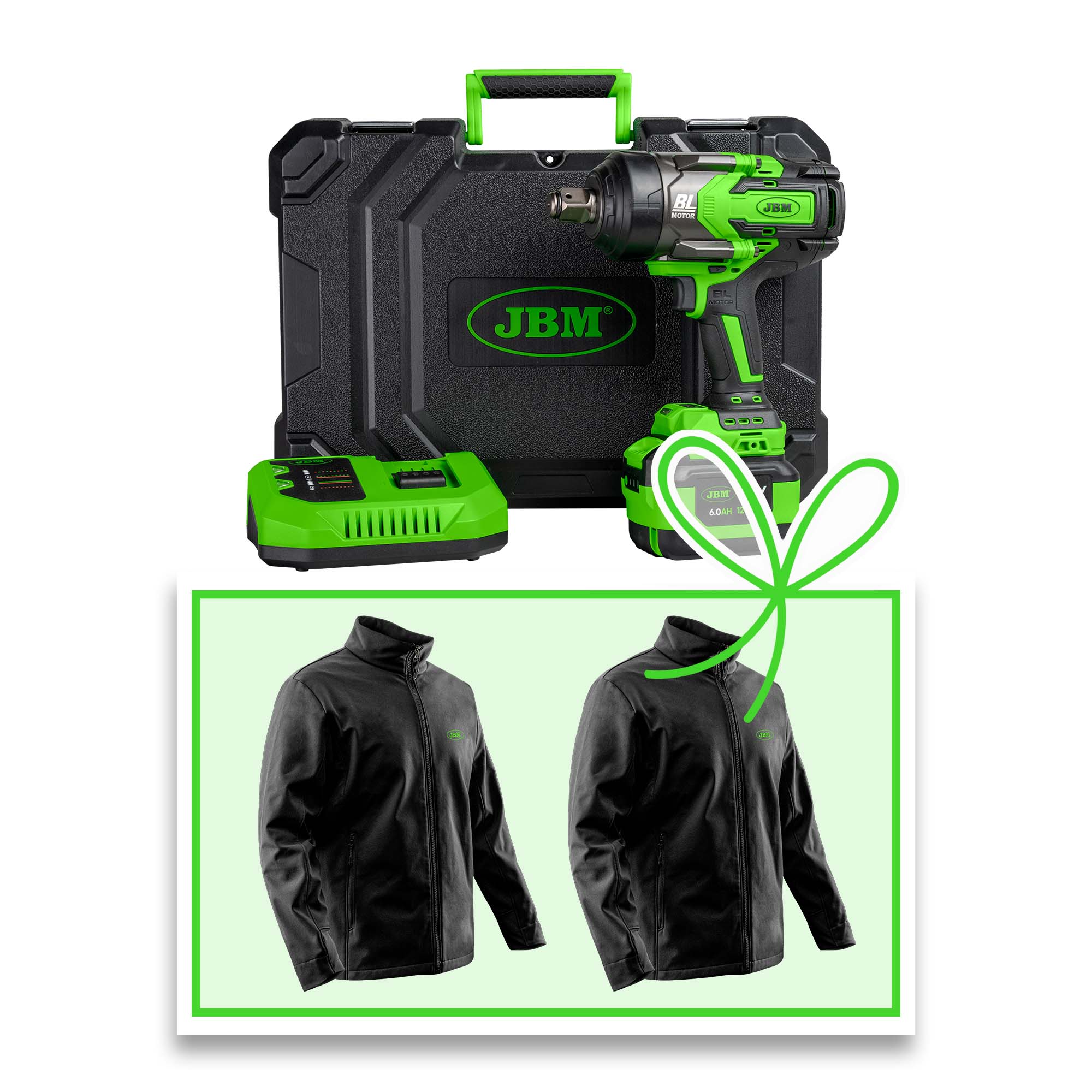 CLÉ À CHOCS BRUSHLESS À BATTERIE 3/4" 1800NM AVEC COFFRET + VESTE S