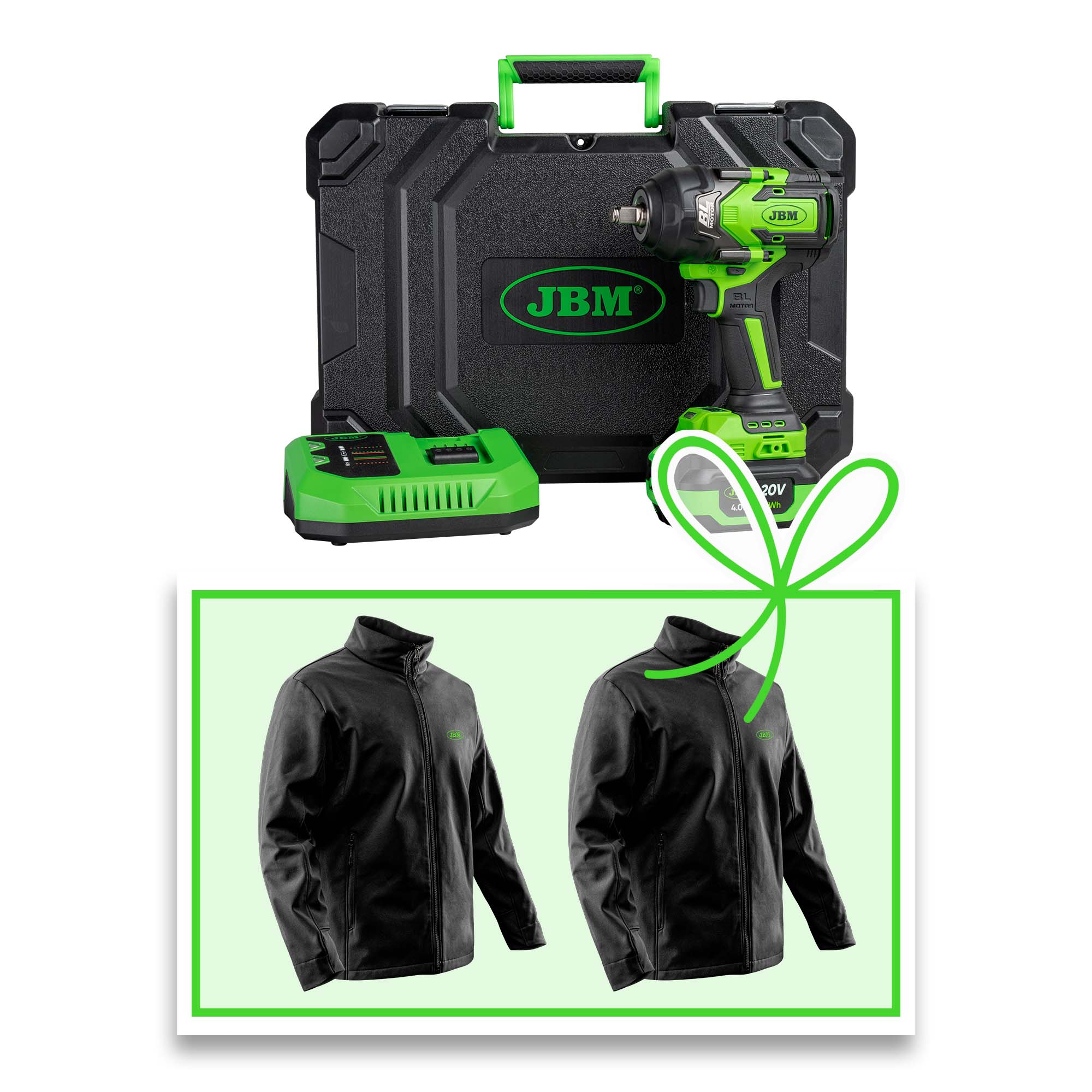 CLÉ À CHOCS BRUSHLESS À BATTERIE 1/2" 1000NM AVEC COFFRET + VESTE XL