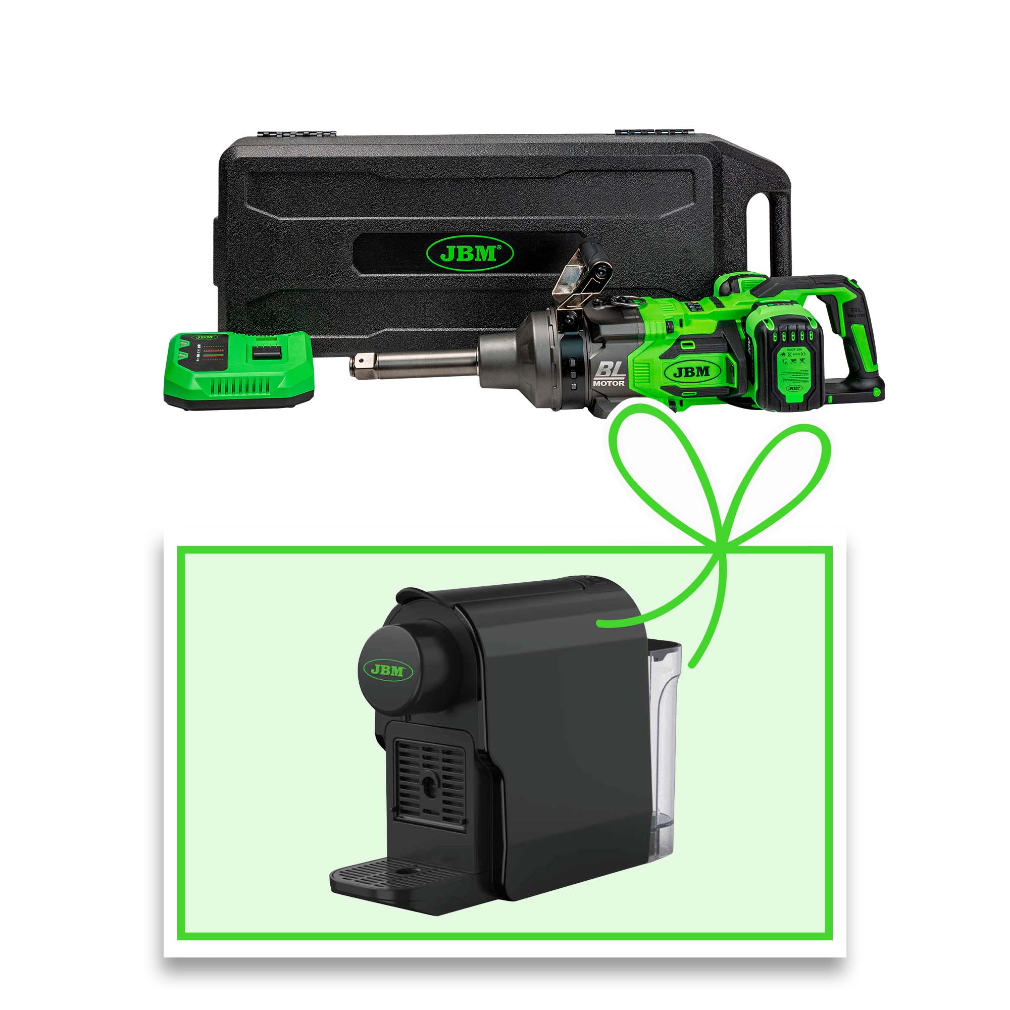 CLÉ À CHOCS BRUSHLESS À BATTERIE 1" 4000NM AVEC COFFRET + CAFETIÈRE