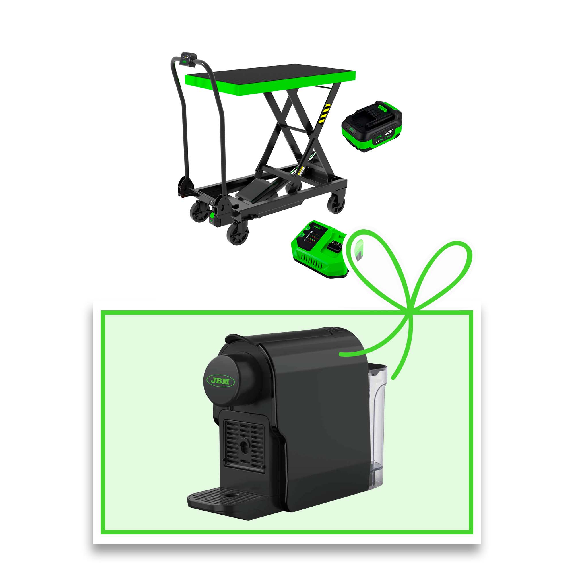 TABLE ÉLÉVATRICE HYDRAULIQUE À BATTERIE - 500KG AVEC BATTERIE ET CHARGEUR INCLUS + CAFETIÈRE