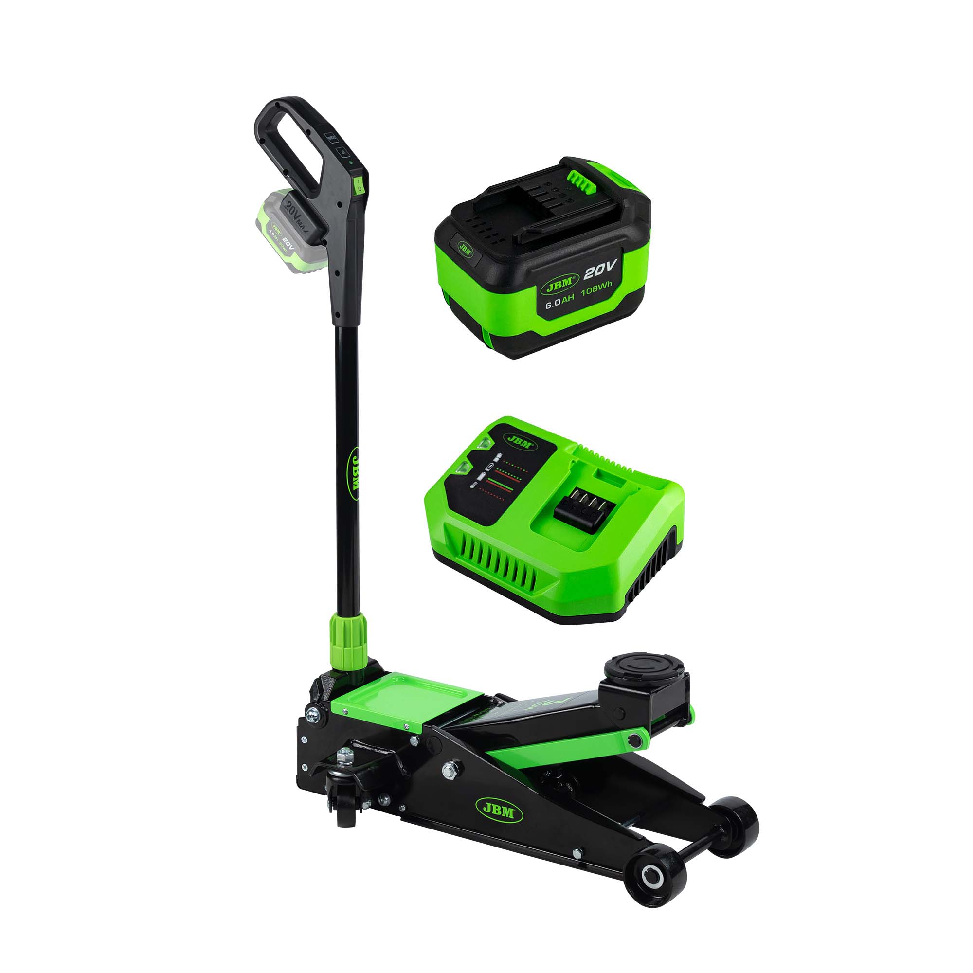 GATO HIDRÁULICO DE CARRETILLA 3T A BATERÍA CON BATERÍA Y CARGADOR INCLUIDOS