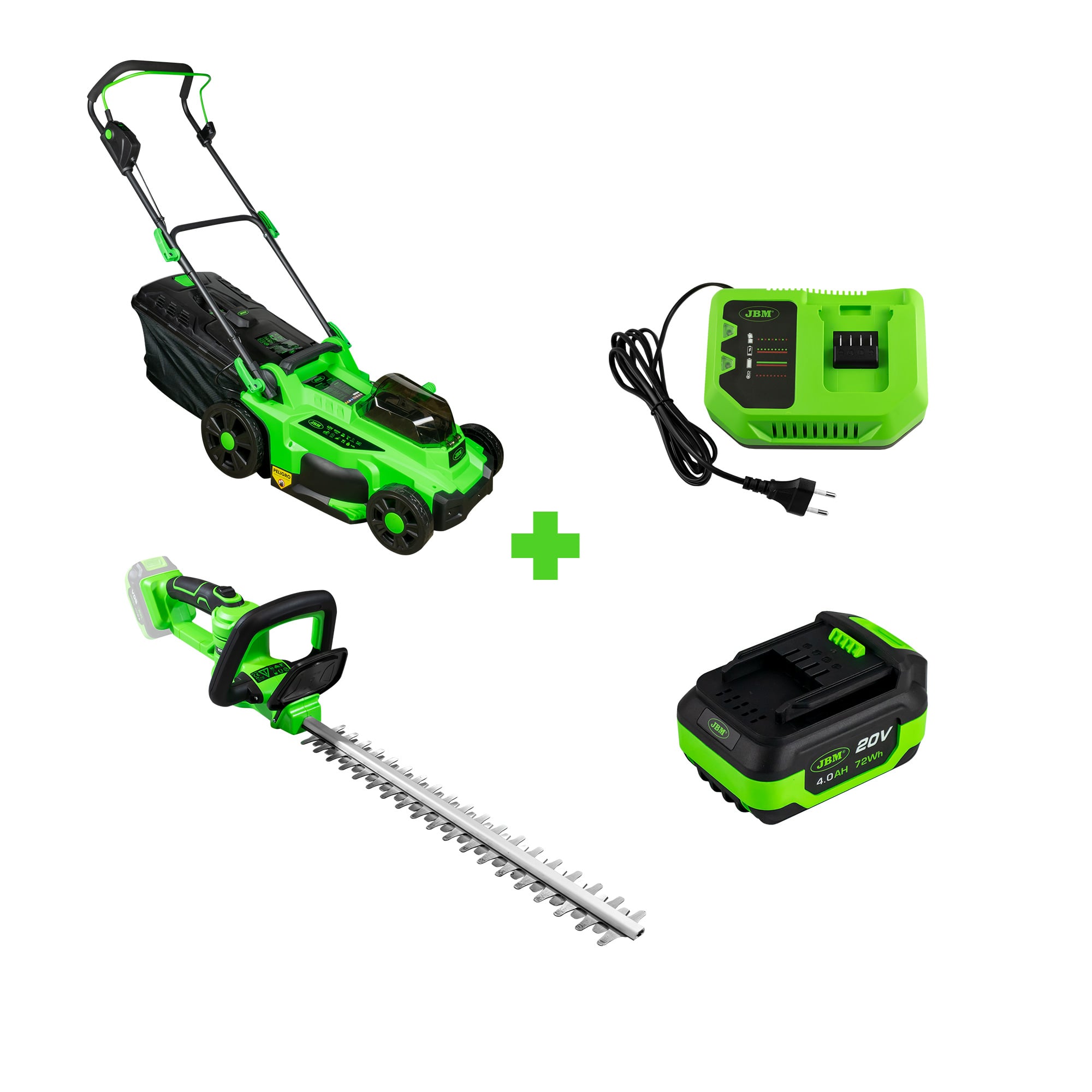 60031 BATTERY HEDGE TRIMMER + 60045 CORDLESS LAWN MOWER + 60016 + 60013