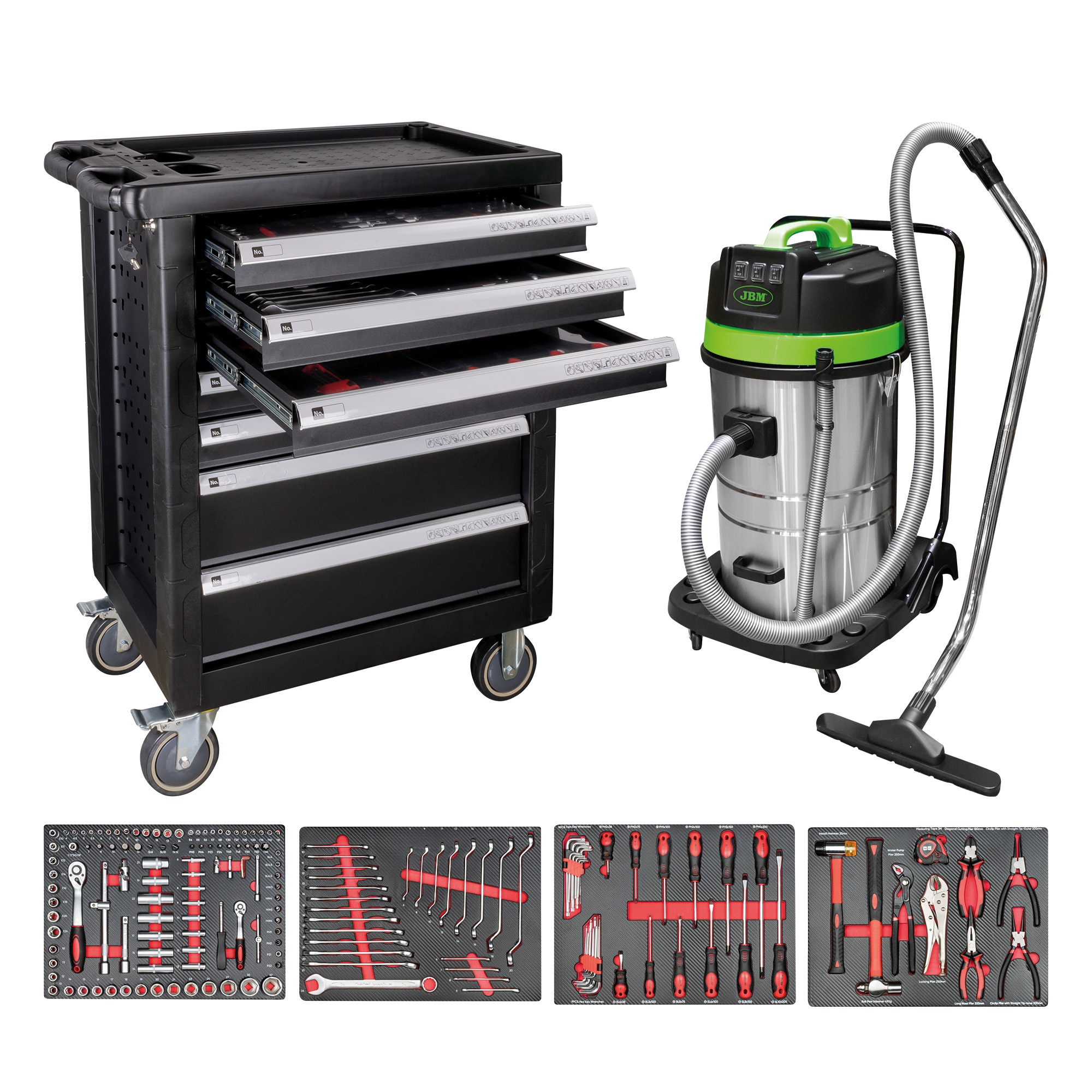 43904 7 DRAWER CABINET + 51838 80 LITRE VACUUM CLEANER (DRY AND WET)