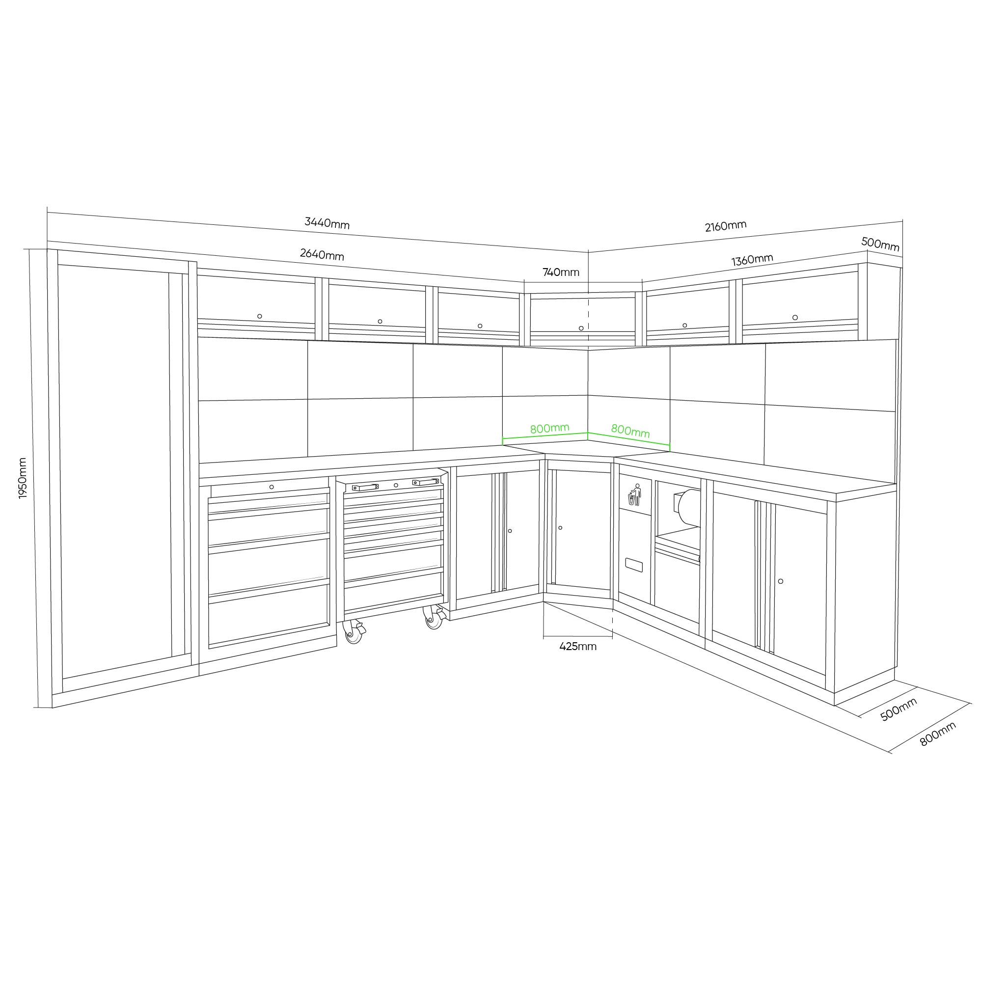 ENSEMBLE DE MEUBLES MODULAIRES (43 PIÈCES) - NOIR