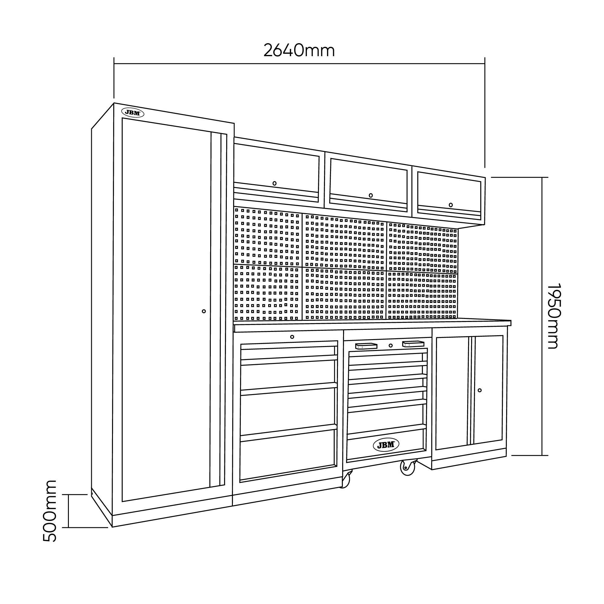 ENSEMBLE DE MEUBLES MODULAIRES POUR GARAGE (18 PIÈCES) - ORANGE