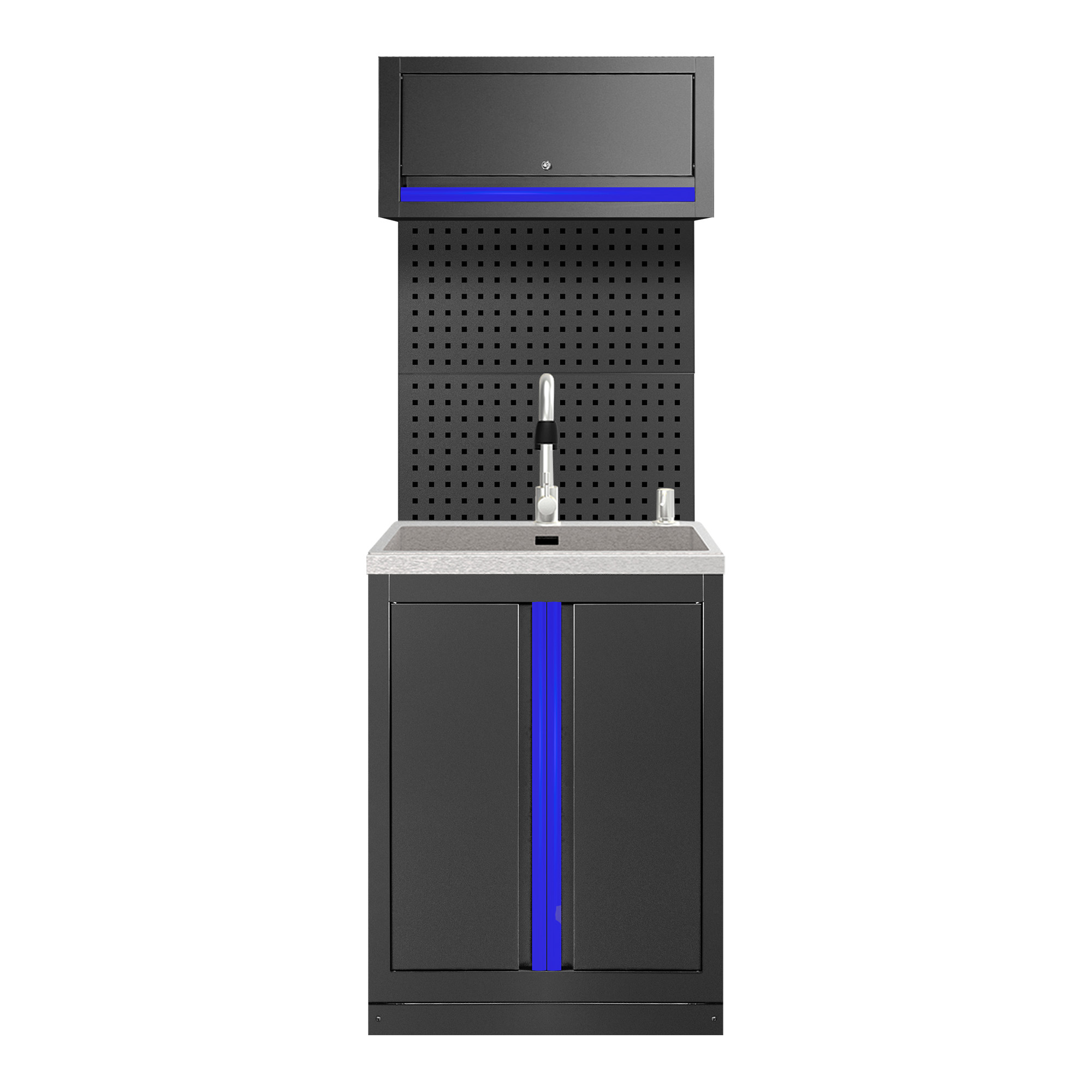 ENSEMBLE DE MEUBLES MODULAIRES (6PCS) – EXTENSION D’ARMOIRE AVEC ÉVIER (RÉF.18103) – BLEU