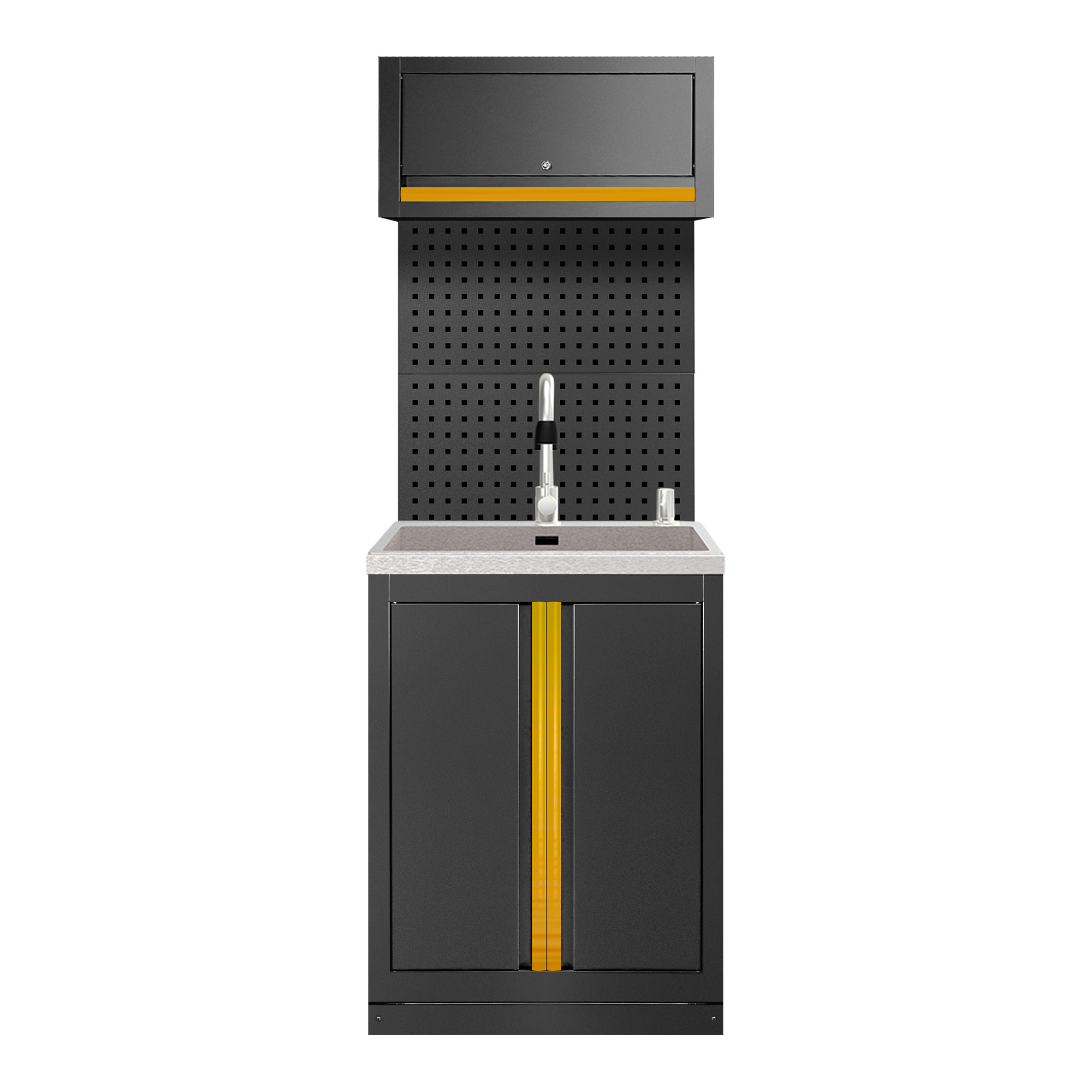 ENSEMBLE DE MEUBLES MODULAIRES (6PCS) – EXTENSION D’ARMOIRE AVEC ÉVIER (RÉF.18103) – DORÉ