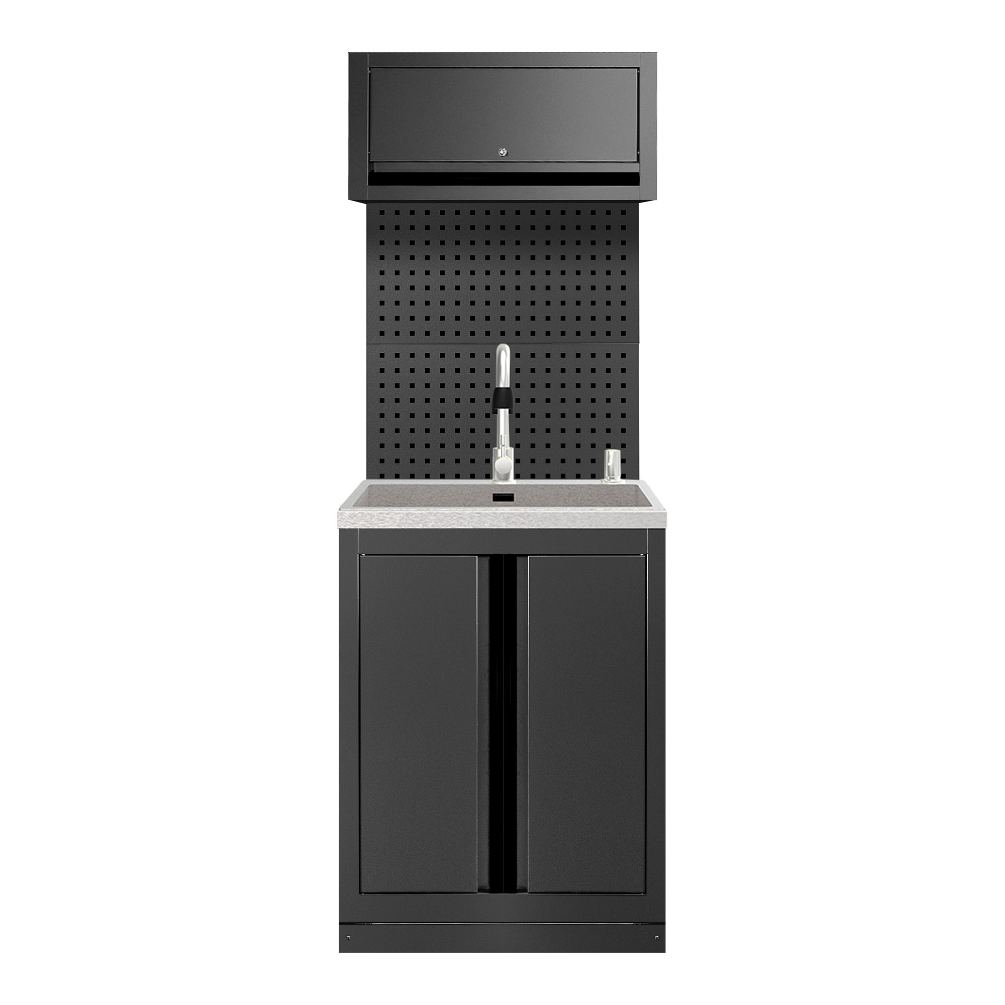 ENSEMBLE DE MEUBLES MODULAIRES (6PCS) – EXTENSION D’ARMOIRE AVEC ÉVIER (RÉF.18103) – NOIR