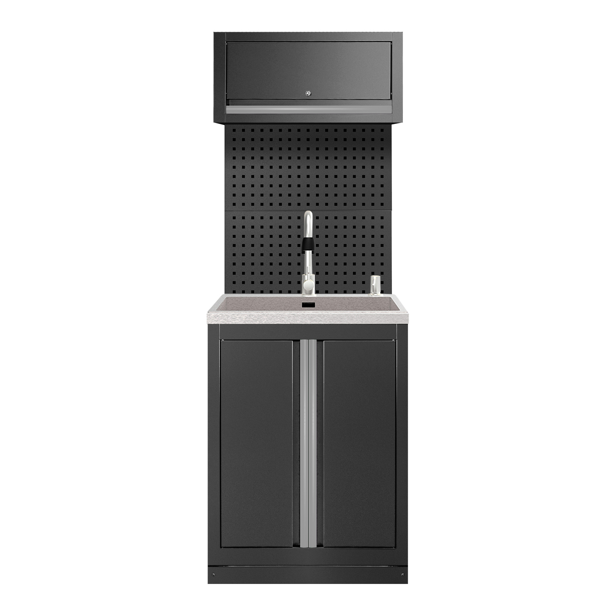 ENSEMBLE DE MEUBLES MODULAIRES (6PCS) – EXTENSION D’ARMOIRE AVEC ÉVIER (RÉF.18103) – ARGENTÉ