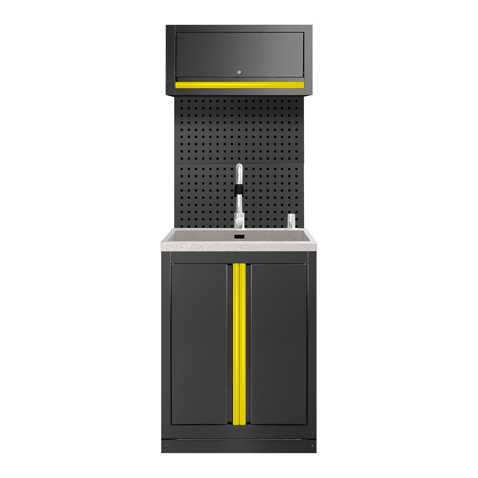 ENSEMBLE DE MEUBLES MODULAIRES (6PCS) – EXTENSION D’ARMOIRE AVEC ÉVIER (RÉF.18103) – JAUNE