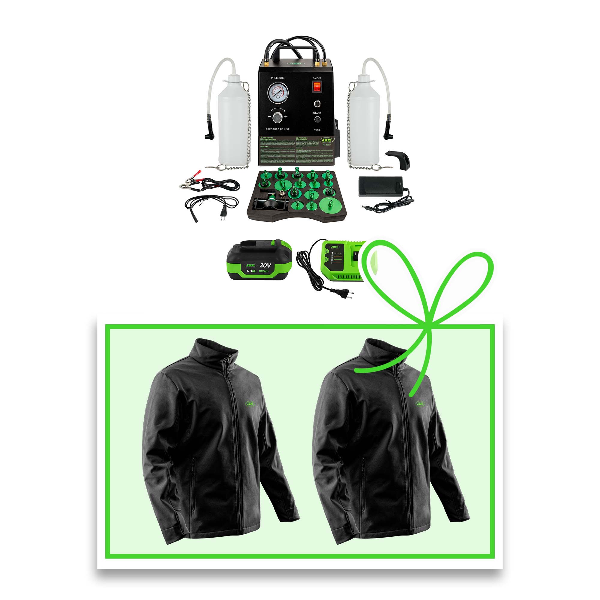 60067 PURGEUR DE FREINS ÉLECTRIQUE À BATTERIE + 60013 BATTERIE LI-ION 4.0AH + VESTE 2XL